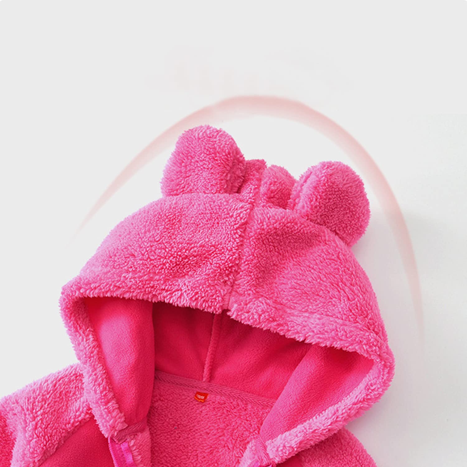 Chaqueta de Forro Polar Engrosado para Bebé Niños Pequeños Niños Niñas con Capucha y Cremallera Chaqueta con Capucha de Oso Chaqueta para Niños con Orejas de Oso Talla 86-134
