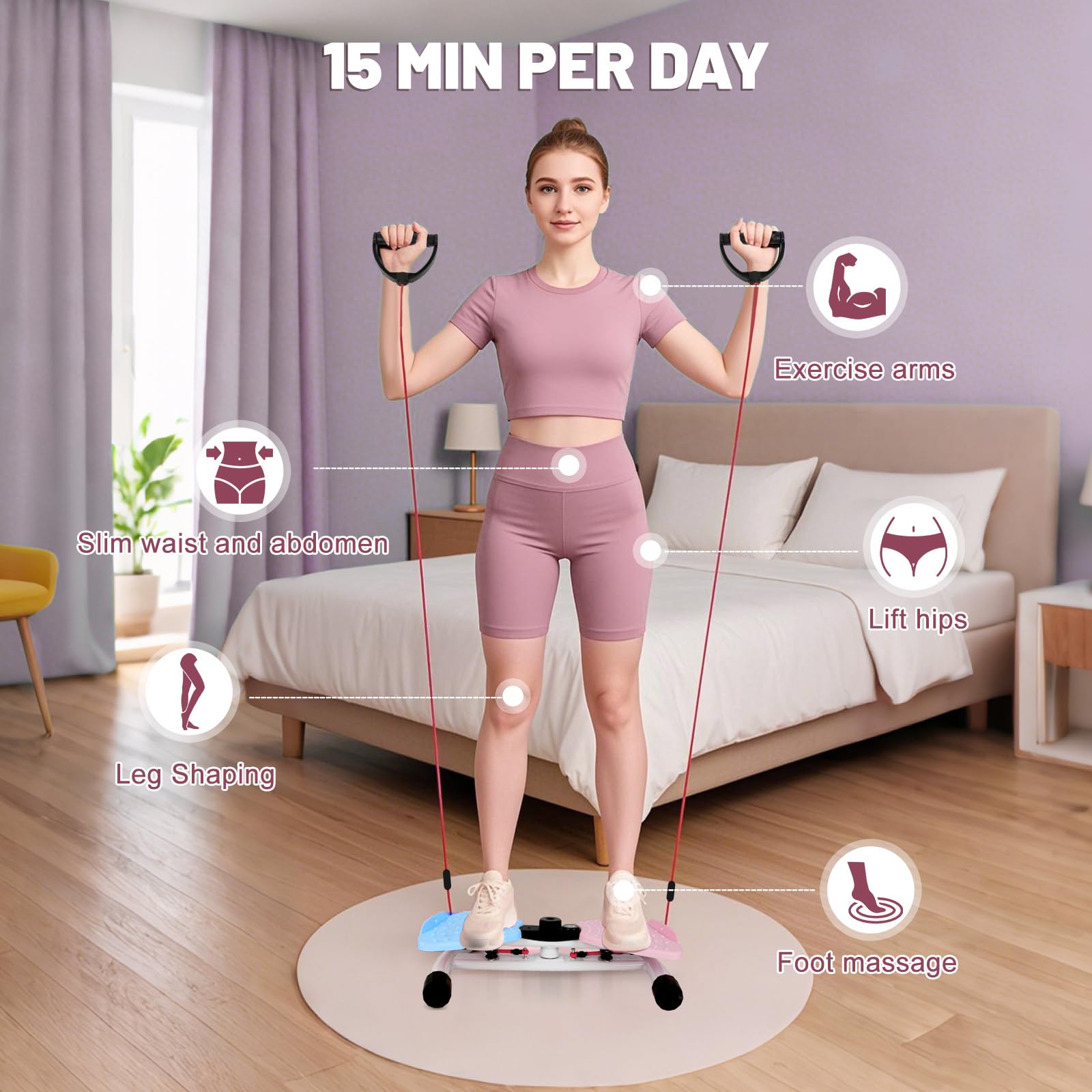 Máquina de torsión de cintura, tabla de giro abdominal para ejercicio, ejercicio silencioso para equipo de gimnasio en casa, capacidad de 330 libras | Tiempo de pista, repeticiones, calorías con