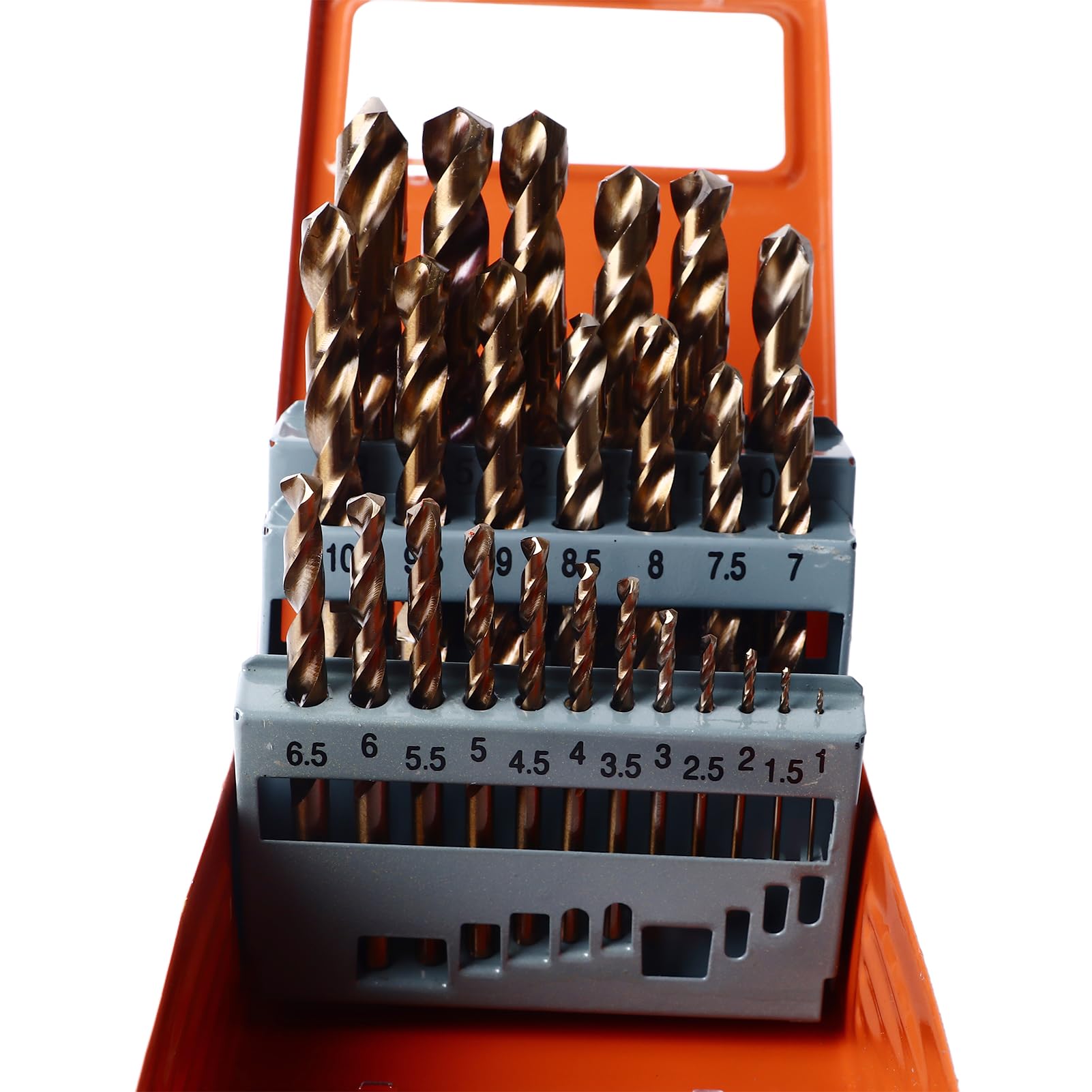 Kit de Brocas Helicoidales Juego de Brocas Helicoidales HSS de Cobalto, 25 Piezas de 1 a 13 Mm, Resistente Al Desgaste, Eliminación Rápida de Virutas para Acero Inoxidable, Perforación de
