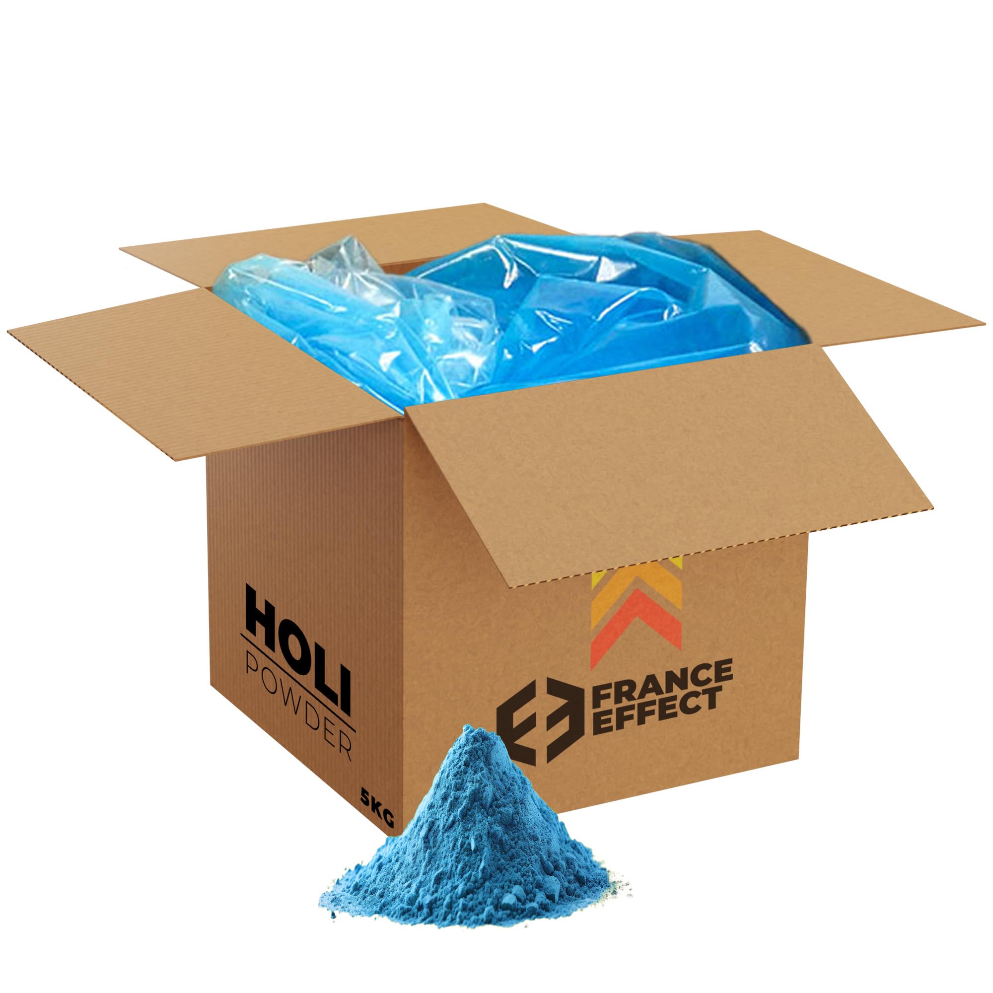 Poudre Holi - 5 Kg de poudre Holi Colorée - Format Maxi Économique - 100% Naturelle, Non Toxique - France Effect (Bleu)