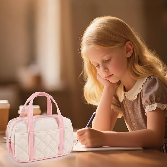 Pencil Case 2 Compartments Girls Large Pencil Case with Handle