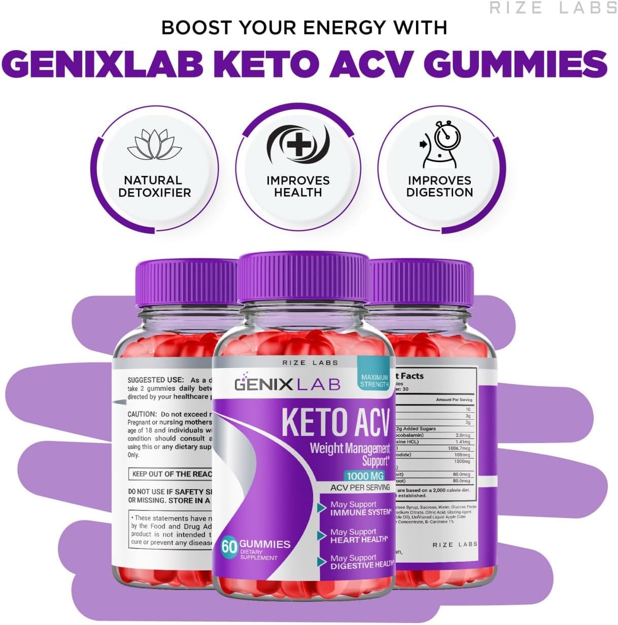 (3 Pack) Genix Lab Keto ACV Gummies - Genix Lab for Advanced Weight Loss, Keto + ACV Gummy, Genix Lab Maximum Strength Supplement, GenixLab Gummies Reviews (180 Gummies)