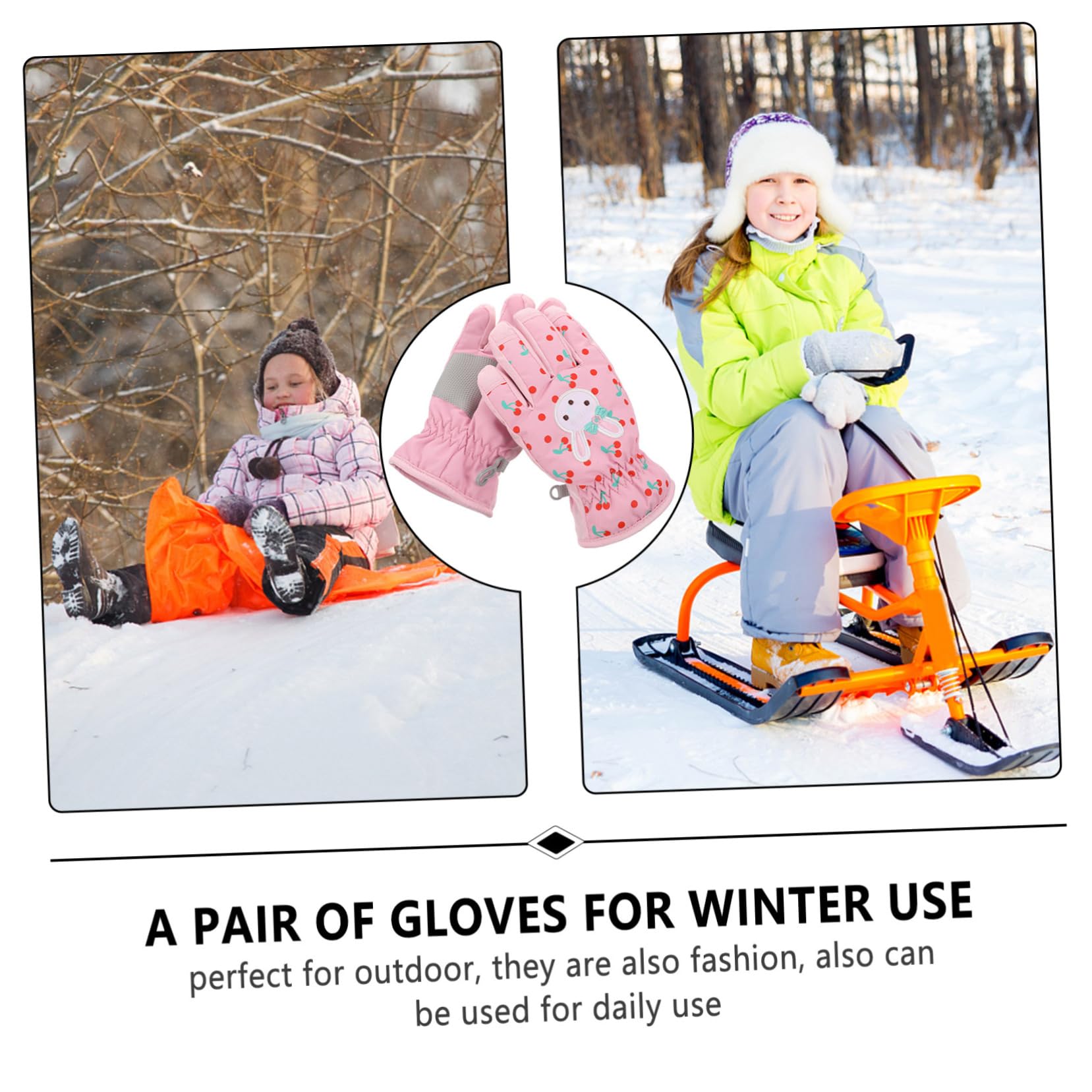BESPORTBLE 3paare Winterliche Skihandschuhe Für Mädchen wasserdichte Und Winddichte Fäustlinge Mit Verstellbarem Bündchen Für Outdoor-aktivitäten Wie Skifahren Und Schnee Spielen