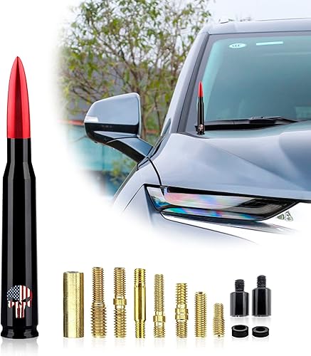 Ajxn 1 antena tipo bala para automóvil y camión, antenas cortas con diseño de calavera, repuesto de antena compatible con Ford F150 Wrangler Jeep