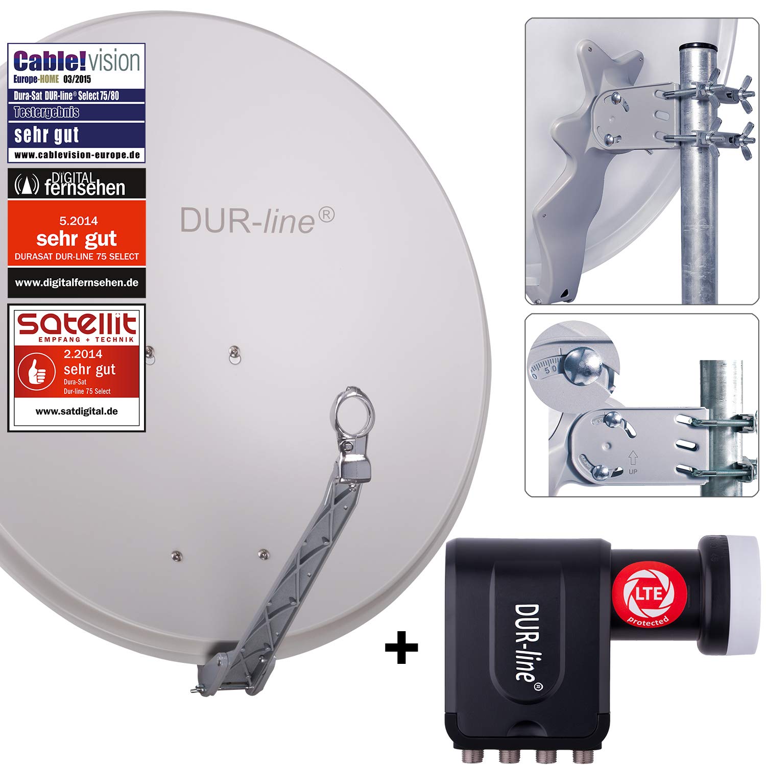 DUR-line Select 75/80 Juego de antena de satélite [LNB, Multiconmutador]