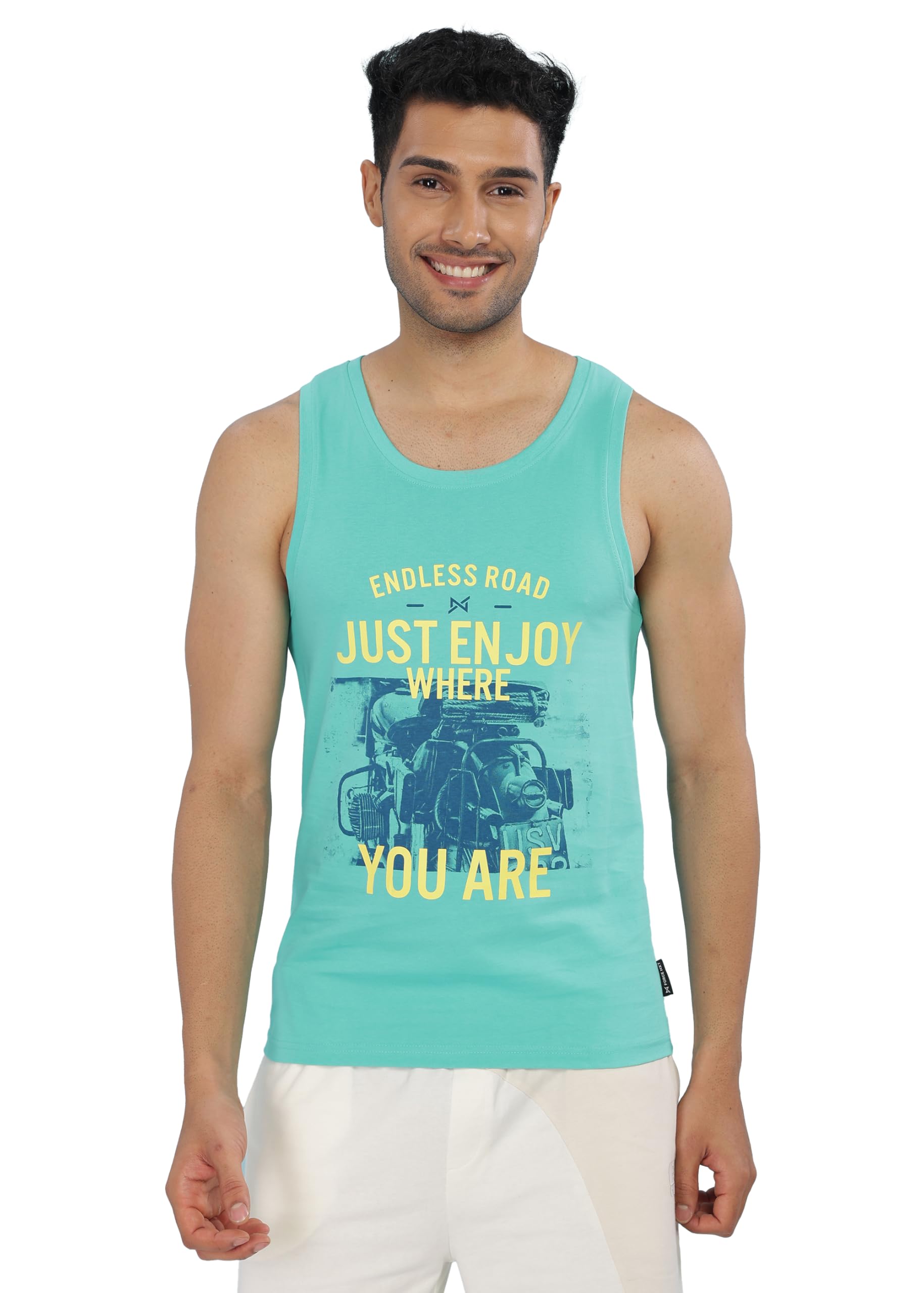 force nxt Printed Gym Vest for Men Pack of 1 | Super Combed Cotton Gym Tank | Regular Fit, Scoop Neck Ganji | Breathable, Sleeveless Men's Sports & Yoga T-Shirt-picture-32
