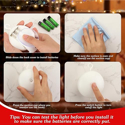 Miniatura 6 de 5 luces navideñas para ventana, letrero iluminado de Navidad, blanco cálido, funciona con pilas, telón de fondo con gancho de ventosa para