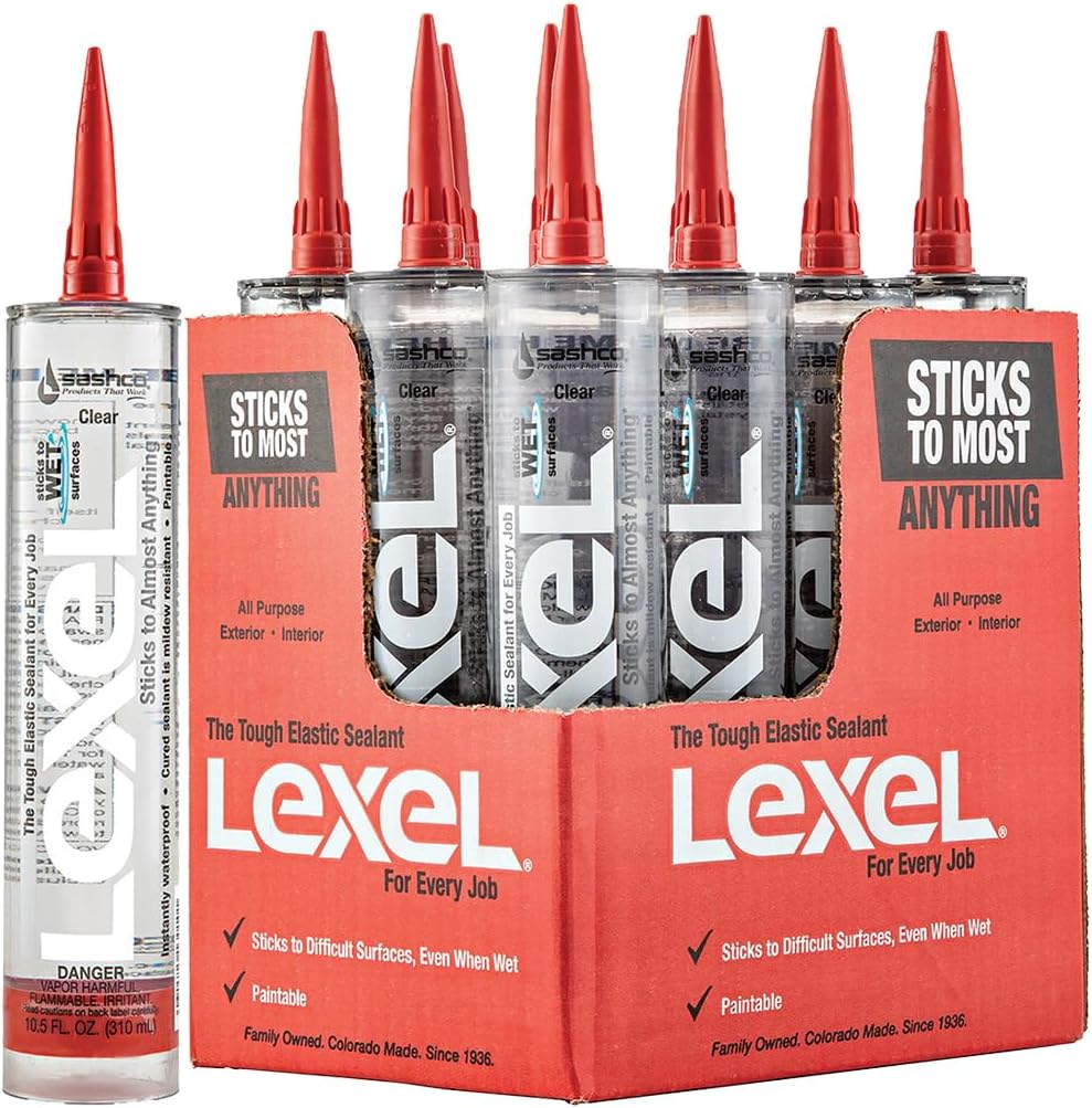 Sashco 13010 Lexel Sealant, 10.5 oz Cartridge, Clear ( Case of 12)