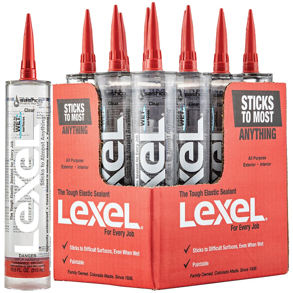 Sashco 13010 Lexel Sealant, 10.5 oz Cartridge, Clear  Case of 12