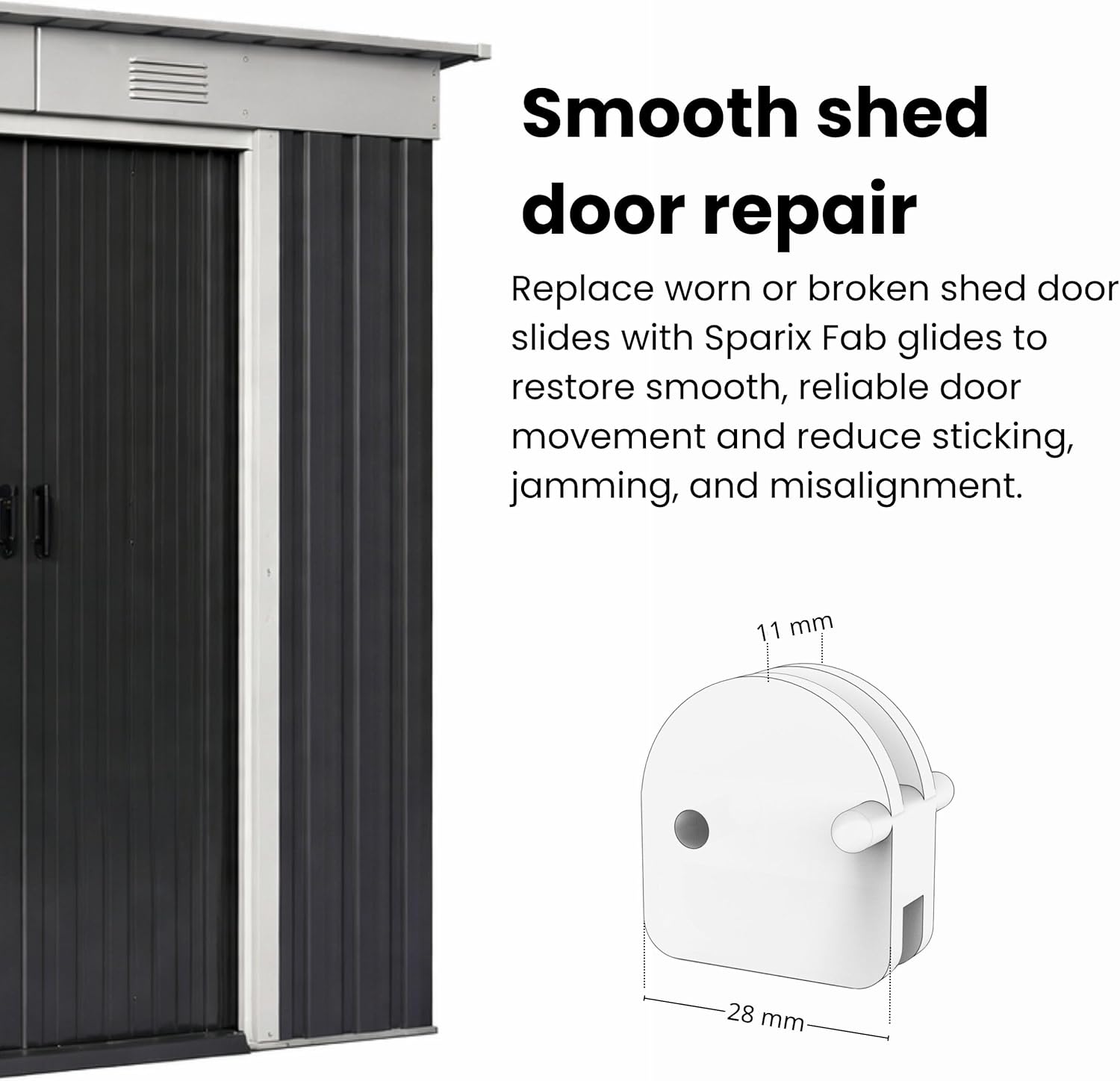 Metal Shed Replacement Door Slides (2-Pack) - Compatible with Yardmaster, Outsunny & More - Glides for Outdoor Storage, Garden Shed Door Repair Hardware