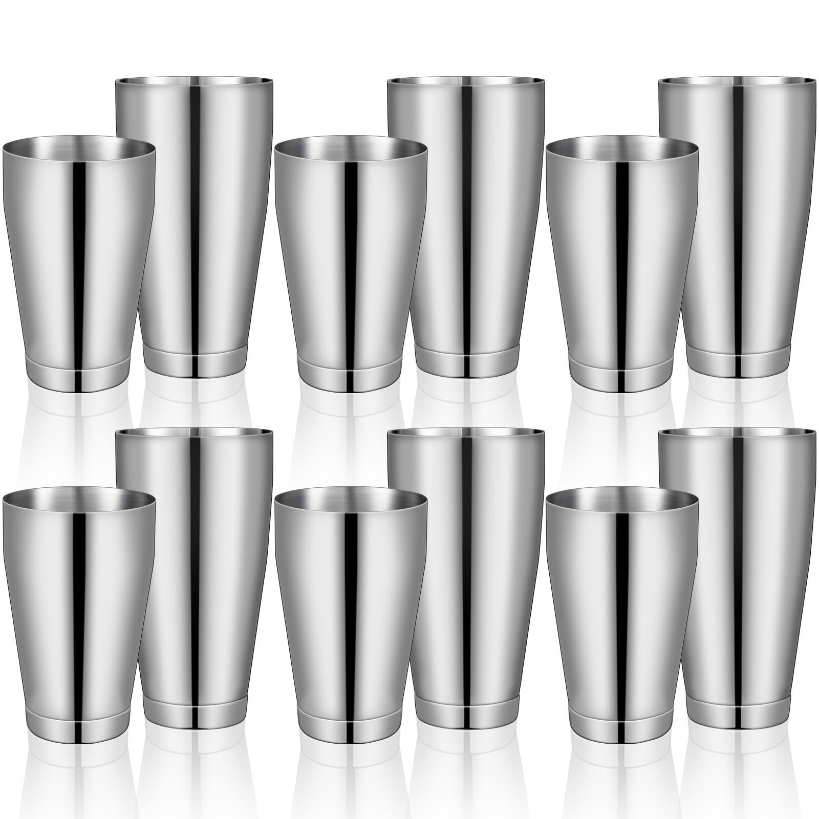 Lallisa Set di 10 shaker per cocktail professionali da bar, in acciaio inox, shaker per Martini, mixer per bevande, strumenti di base per baristi, 510 g, 793,8 g (argento levigato)