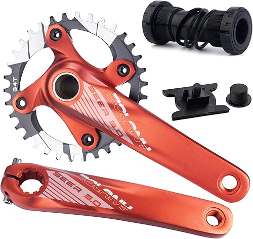 BOLANY Juego de bielas de bicicleta de 6.693 in 34T36T hueco integrado 104BCD de una sola velocidad con soporte inferior