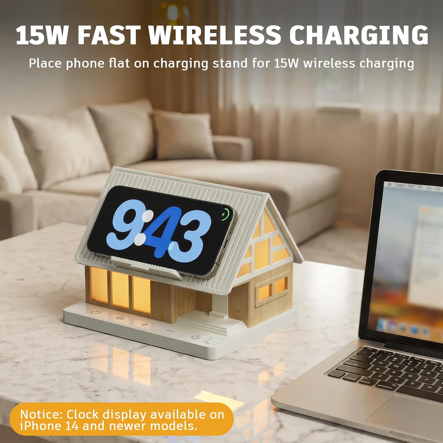 Bedside Lamp with Wireless Charging Station, White Noise Sound Machine 7 Sleep Aid with 30/60/90min Timer, 3-Level Brightness Touch Lamp Night Light for Nightstand, Bedroom, Gift for Kids, Mom