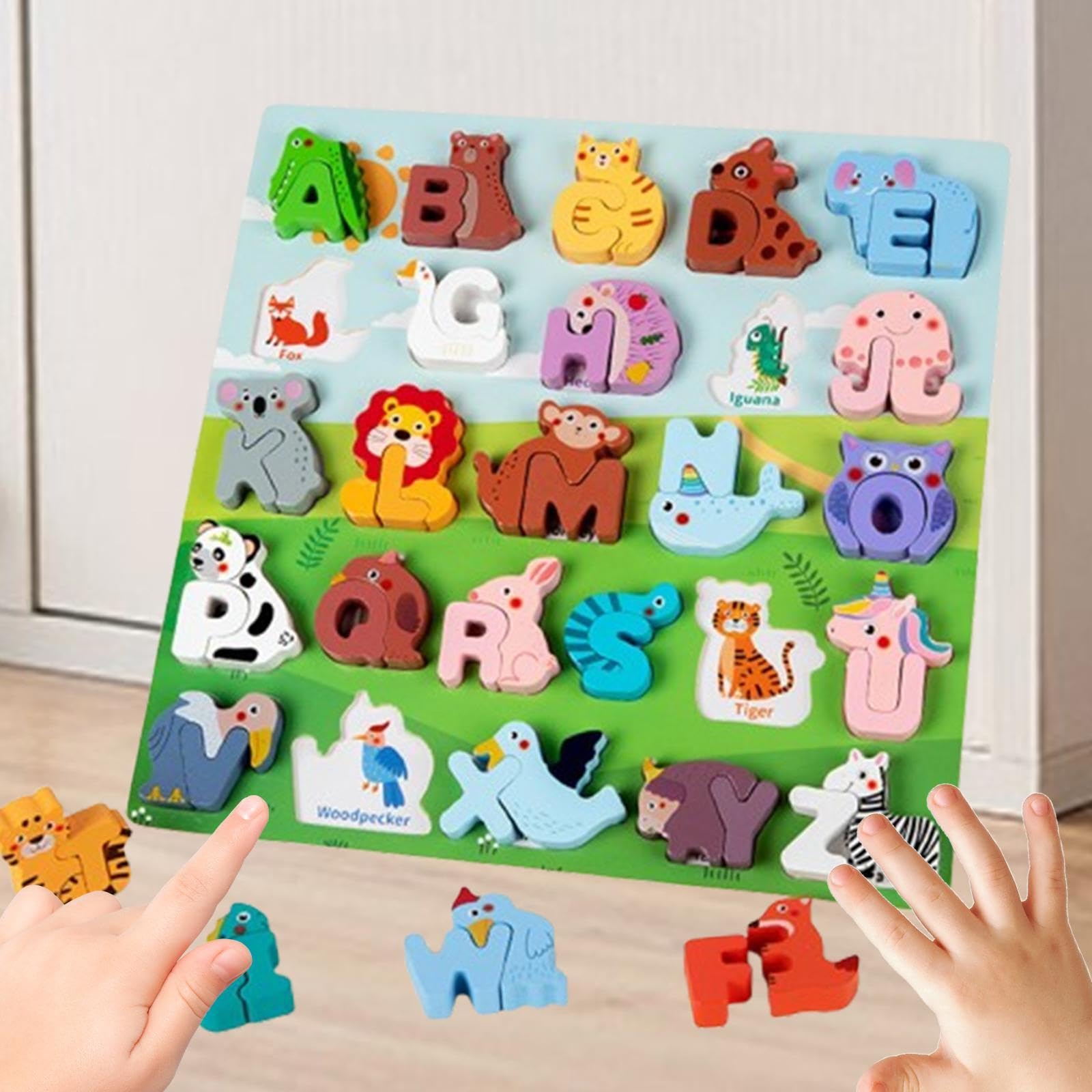 Rompecabezas de Animales del Alfabeto, Tablero de Bloques de Clasificación para Niños Pequeños.