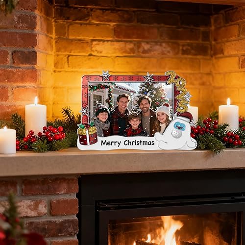 Miniatura 5 de Marco de Fotos Navideño 4x6 - Marco de Fotos 2025 de Metal con Vidrio de Alta Definición, Decoración del Hogar, Regalos de Navidad, Adornos