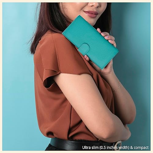 Miniatura 7 de Oak Leathers Leather Checkbook Cover for Men & Women -RFID Slim Wallet Pen Holder Credit Card Gift Duplicate Checks Minimalist Design