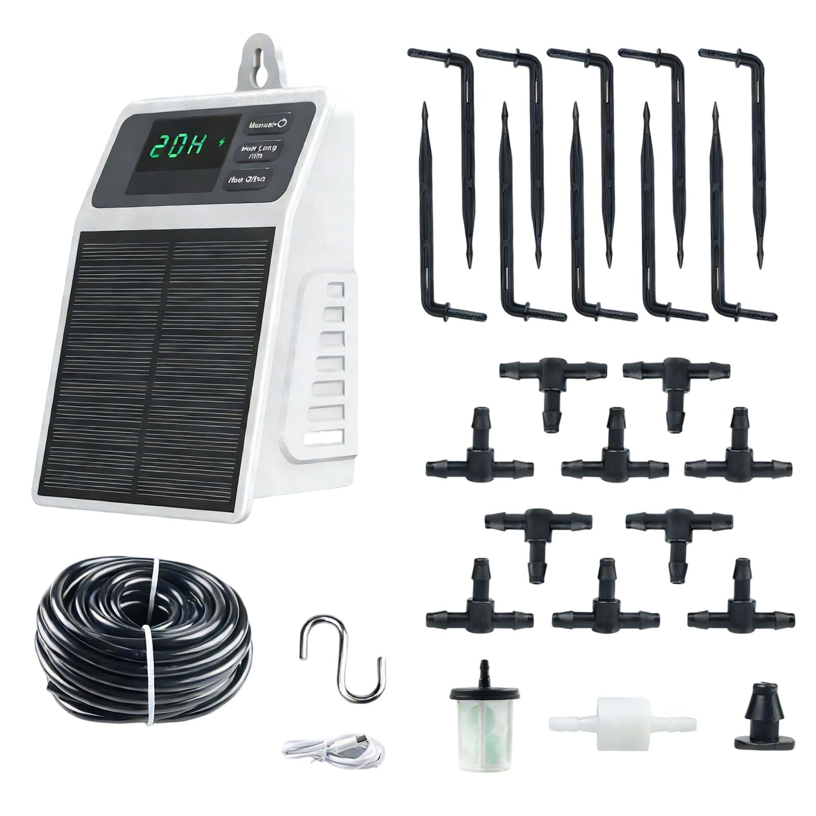 Struttura Automatica per irrigazione da Giardino Orologio modificabile Solare velocità Flusso 630 ml Momento IPX5 Impermeabile Vari cespugli Attrezzatura da Giardino Domestico
