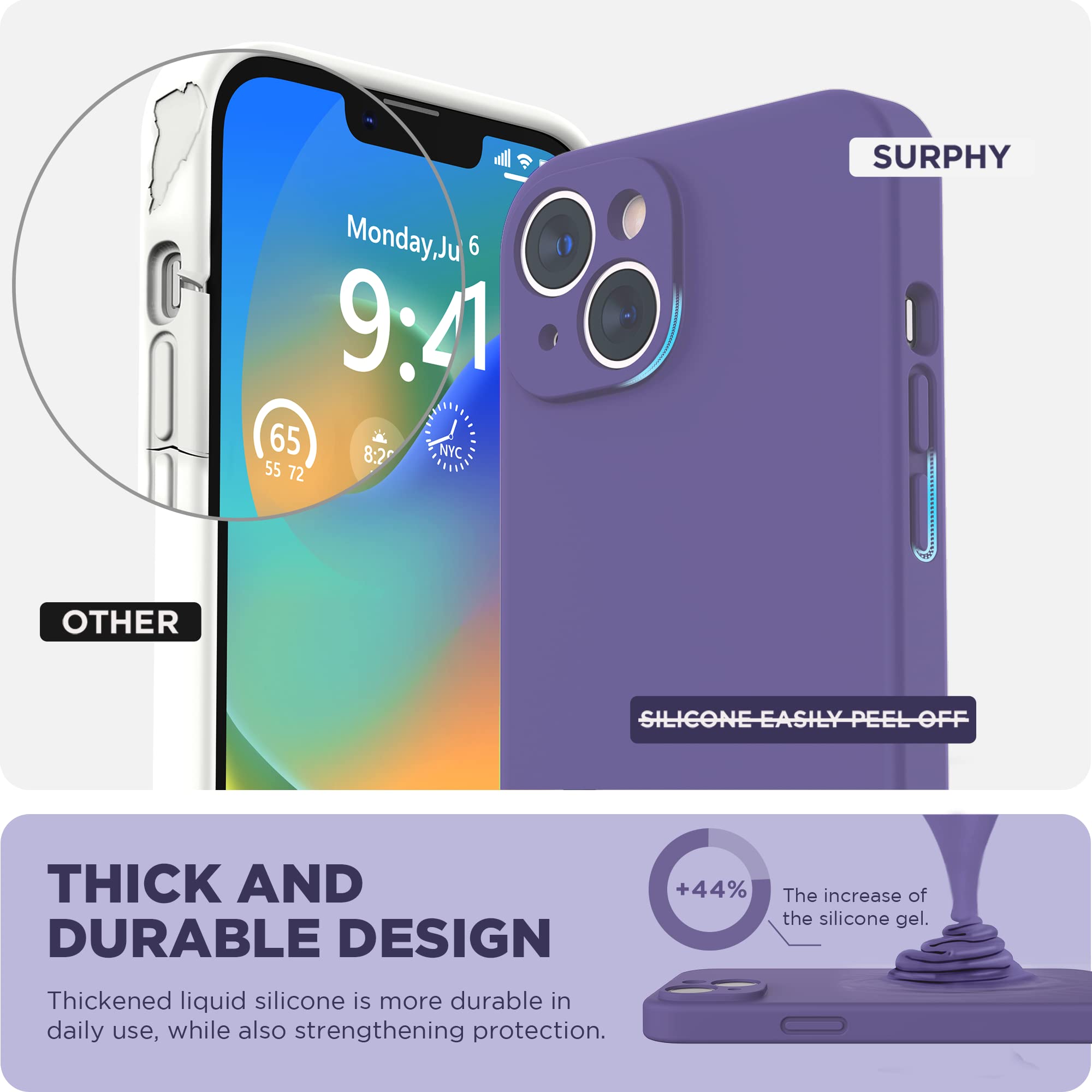 Amazon.co.jp: SURPHY iPhone14 plusケース シリコン,フィルム付き 6.7 