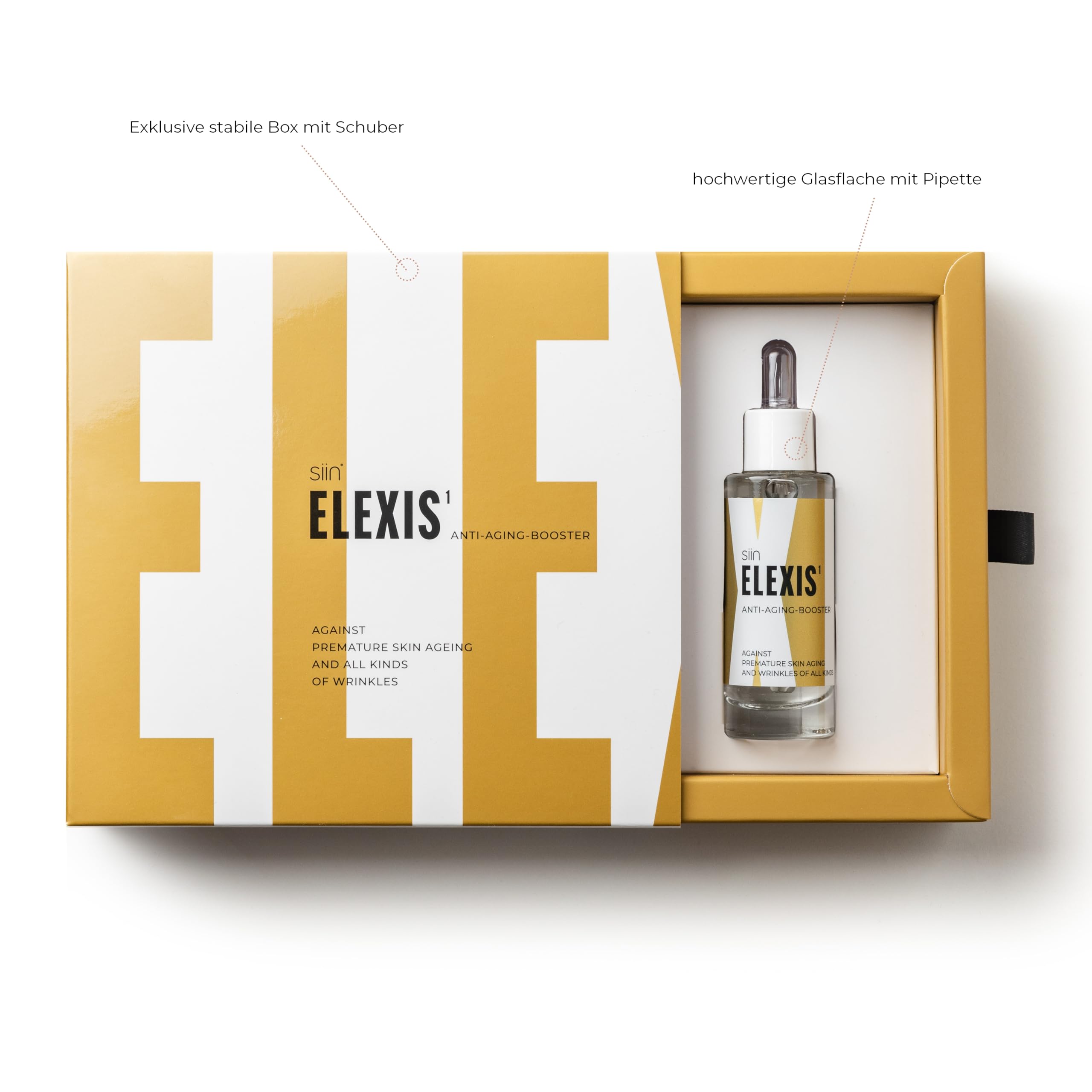 siin ELEXIS Premium ANTI-AGING SERUM - Hochleistungsserum gegen Falten aller Art - Anti-Falten Creme reduziert Faltenvolumen und Faltentiefe - glättet & strafft - Argireline, Edelweiss, Hyaluron