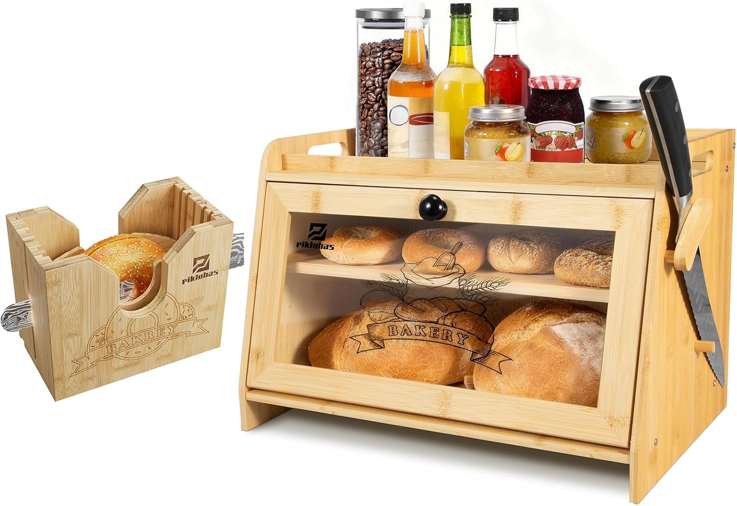 Bagel Slicer+Bread Box for Kitchen Countertop