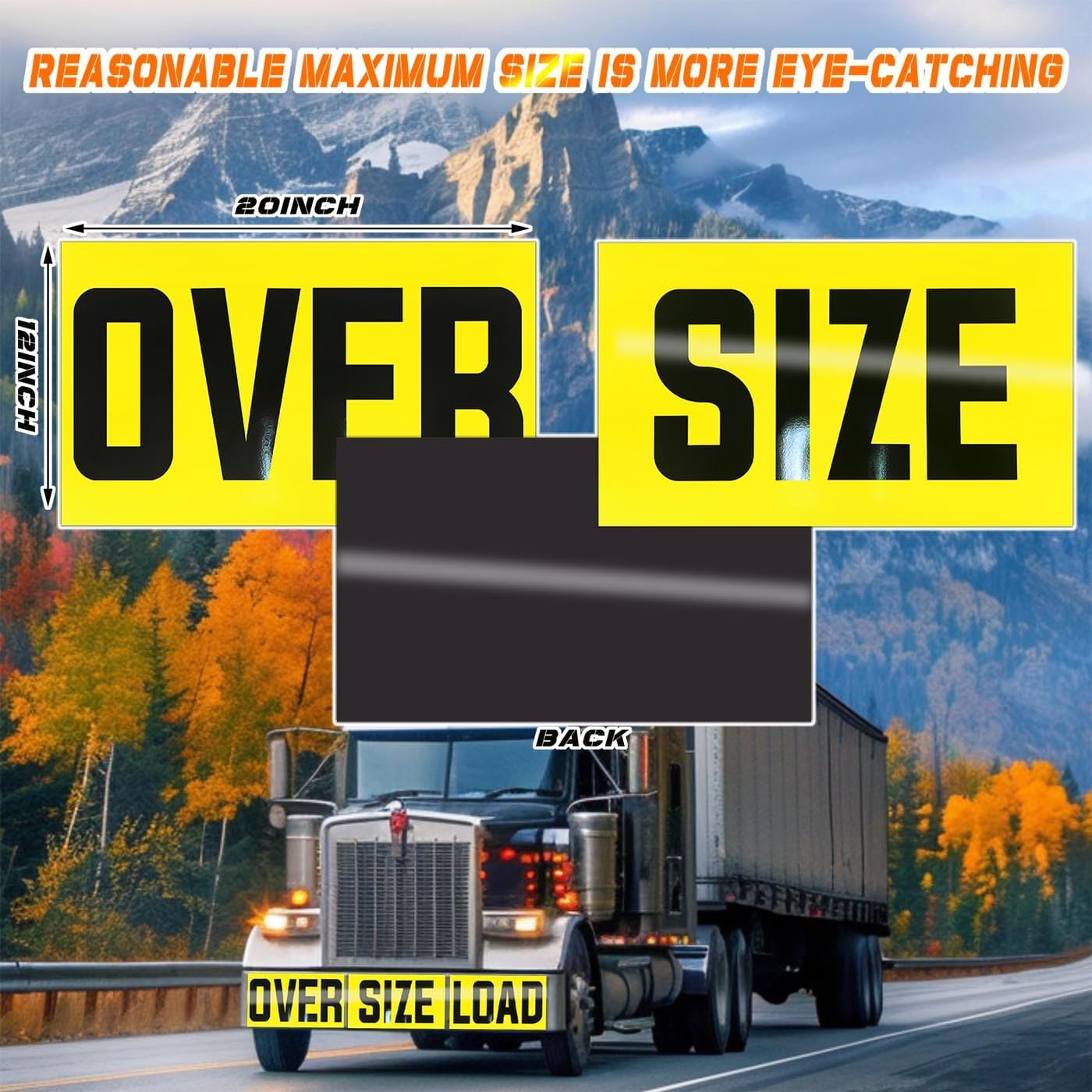 3 Pack Oversize Load Signs for Trucks, Durable Wide Load Signs for Trucks, Professional Magnetic Oversize Warning Sign, Oversize Load Flags Banner for Safe Hauling 12" x 60" Fade Proof Waterproof
