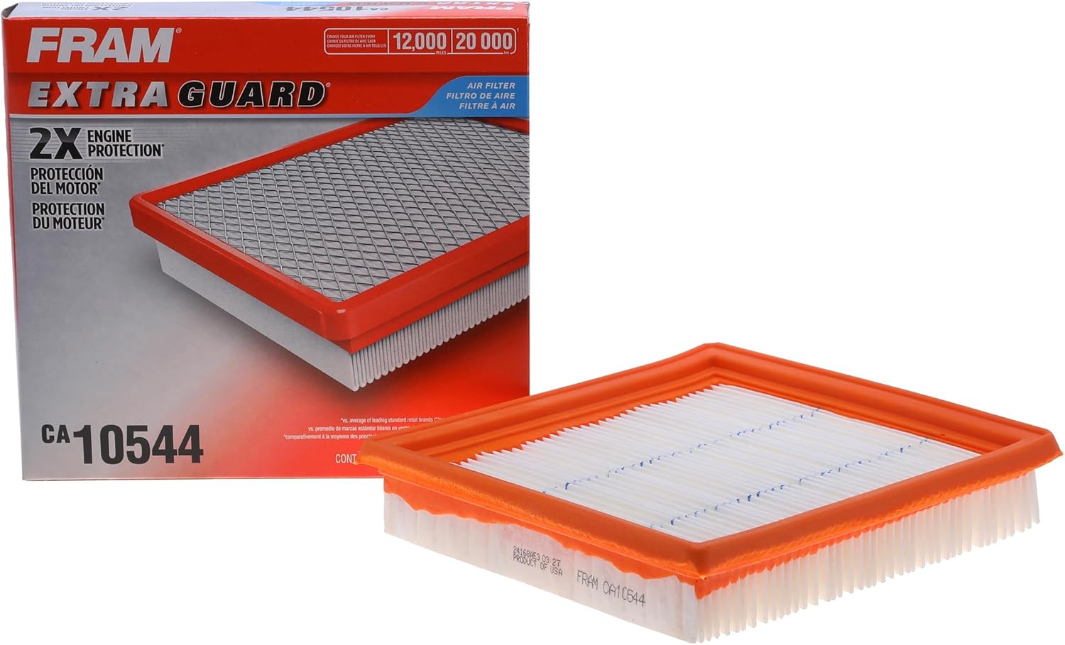 FRAM Extra Guard CA10544 Replacement Engine Air Filter for Select Infiniti and Nissan Models, Provides Up to 12 Months or 12,000 Miles Filter Protection