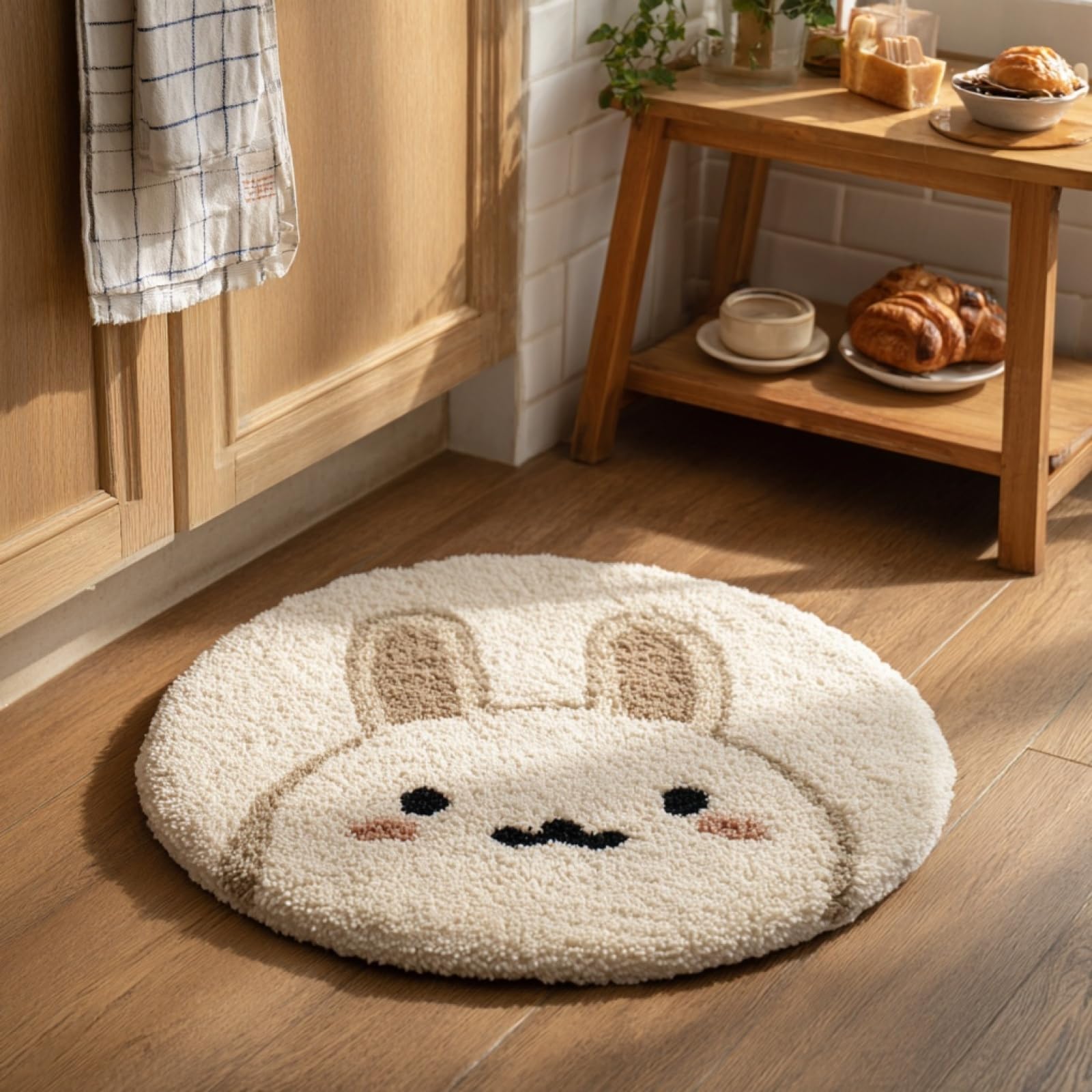 WallustrioaW Latch Hook Kits for Adults,Cute Bunny,Rug Making Kit DIY Craft Latch Hook Rug Set Tapestry Cushion Pre-Printed Patterns,50x50cm