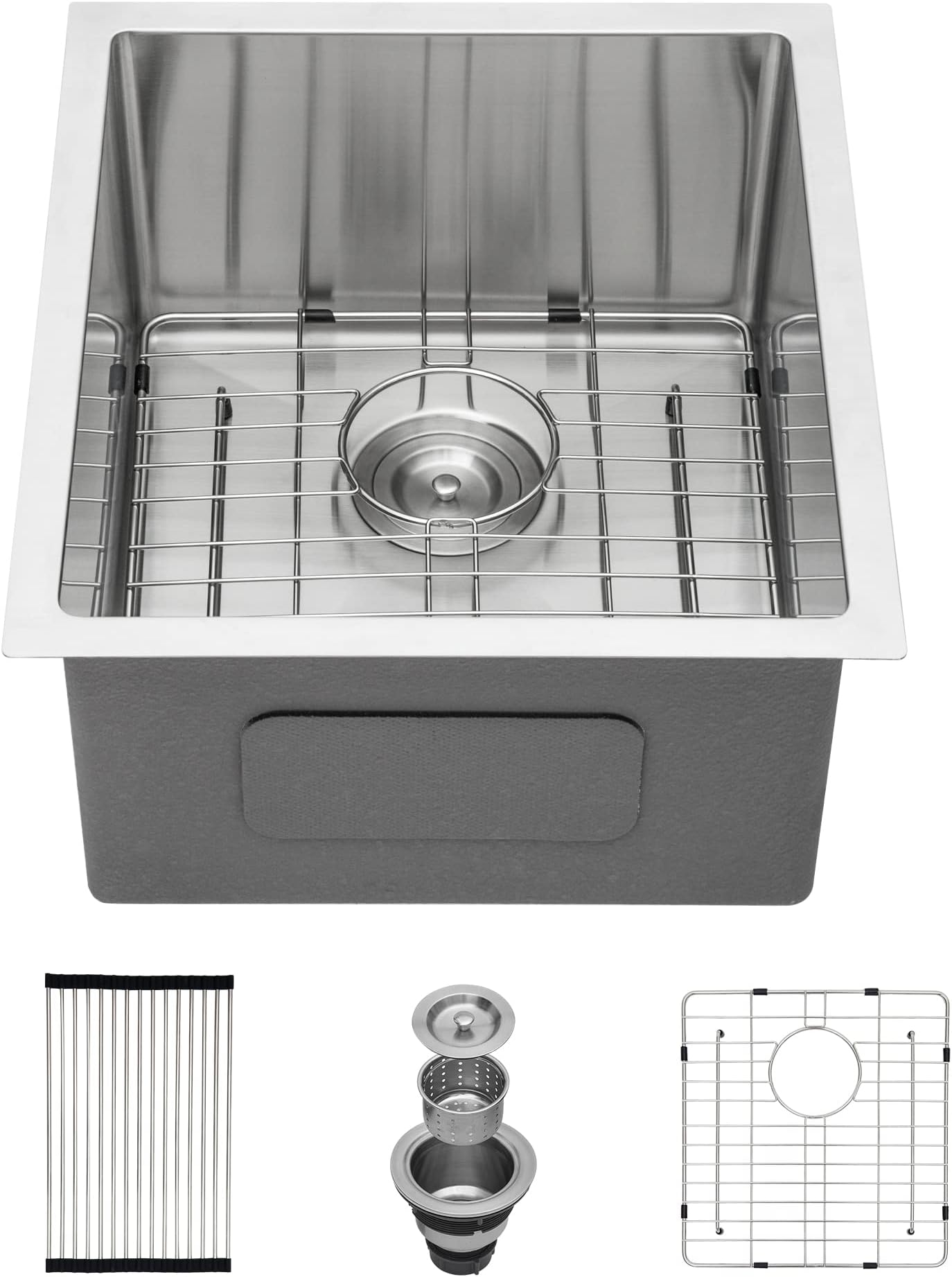 15 Bar Sink Undermount - Lordear 15x17 Inch Stainless Steel Undermount Sink Bar Prep Sink 16 Gauge R10 Round Corner Deep Single Bowl Handmade Sinks