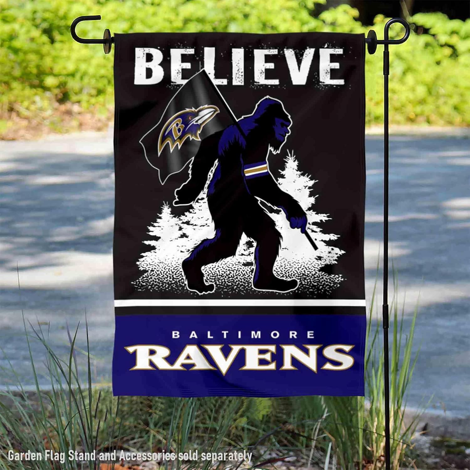 Baltimore Ravens Bigfoot Sasquatch Believe Yard Garden Banner Flag - Image 2