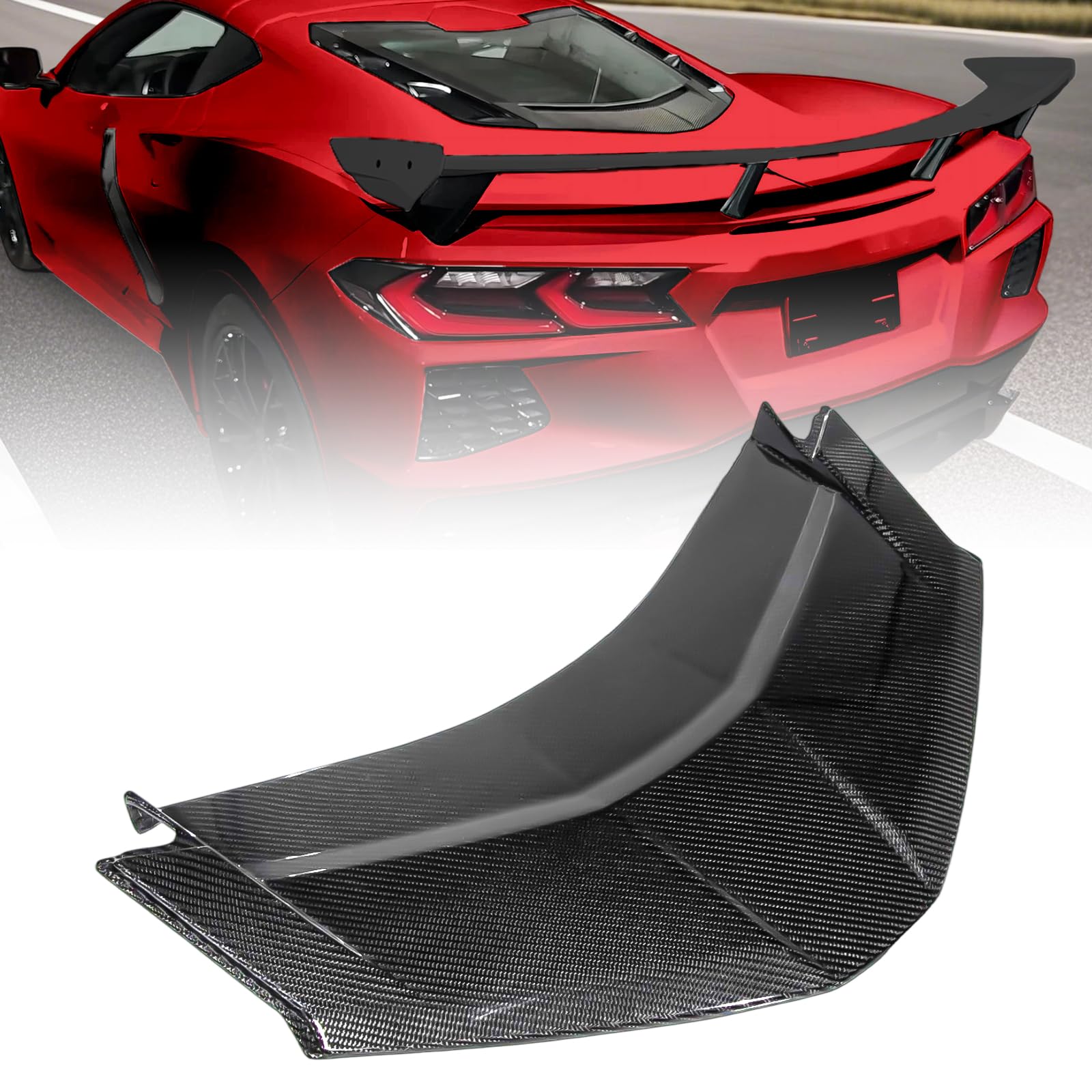 Carbon Fiber Rear Lower Window Trim Hatch Vent Cover Fit for Corvette C8 Coupe 2020-2025 Rear Vented Glass Cover Carbon Fiber Center Hatch Trim Accessories