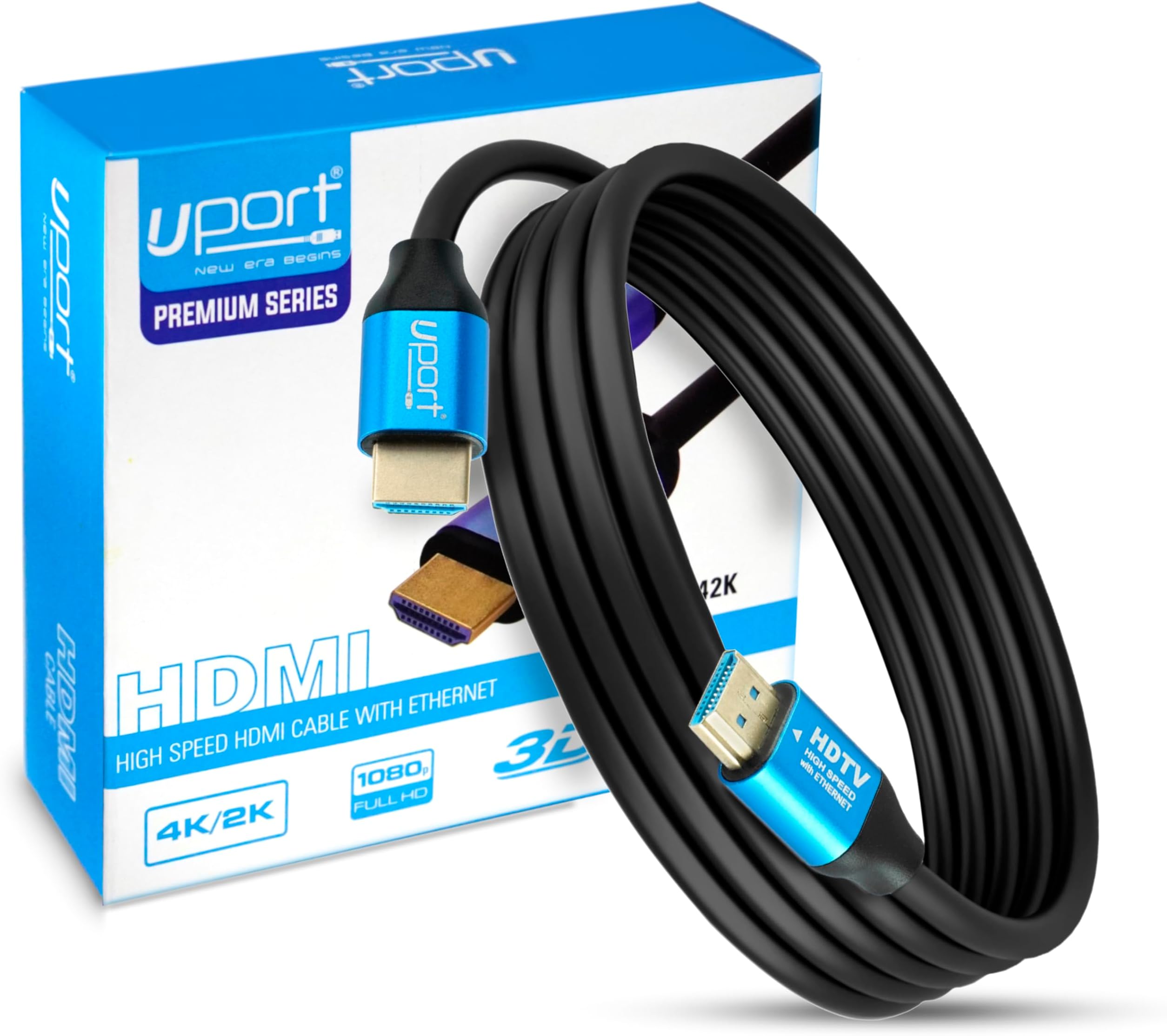 UPORT 3 Meter 4K HDMI Cable with Ethernet, 4K/2K Ultra HD 1080P Resolution, 18 Gbps High Speed Transmission, Compatible with TV, Laptop, Monitor, Projector, Gaming Console, Blu-ray player & More