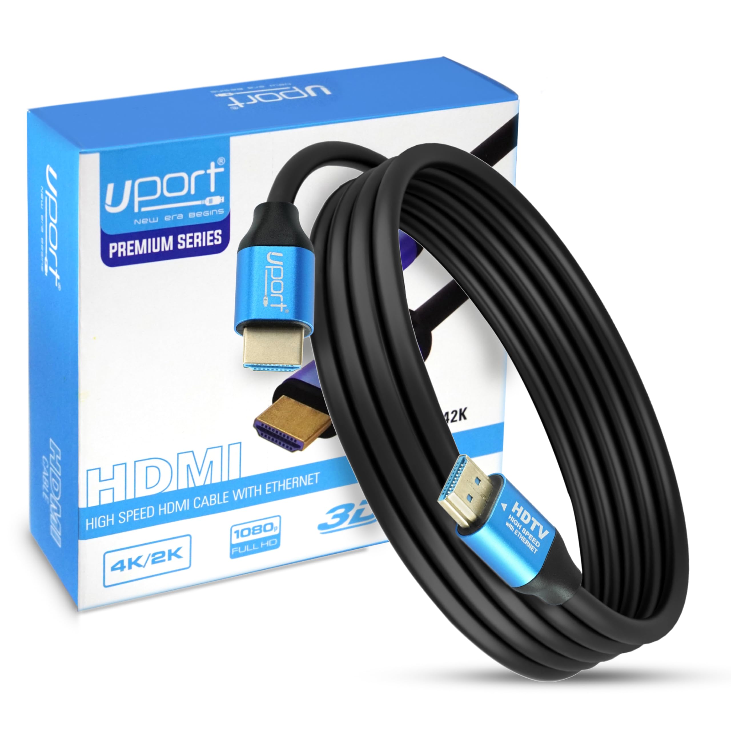 UPORT 3 Meter 4K HDMI Cable with Ethernet, 4K/2K Ultra HD 1080P Resolution, 18 Gbps High Speed Transmission, Compatible with TV, Laptop, Monitor, Projector, Gaming Console, Blu-ray player & More