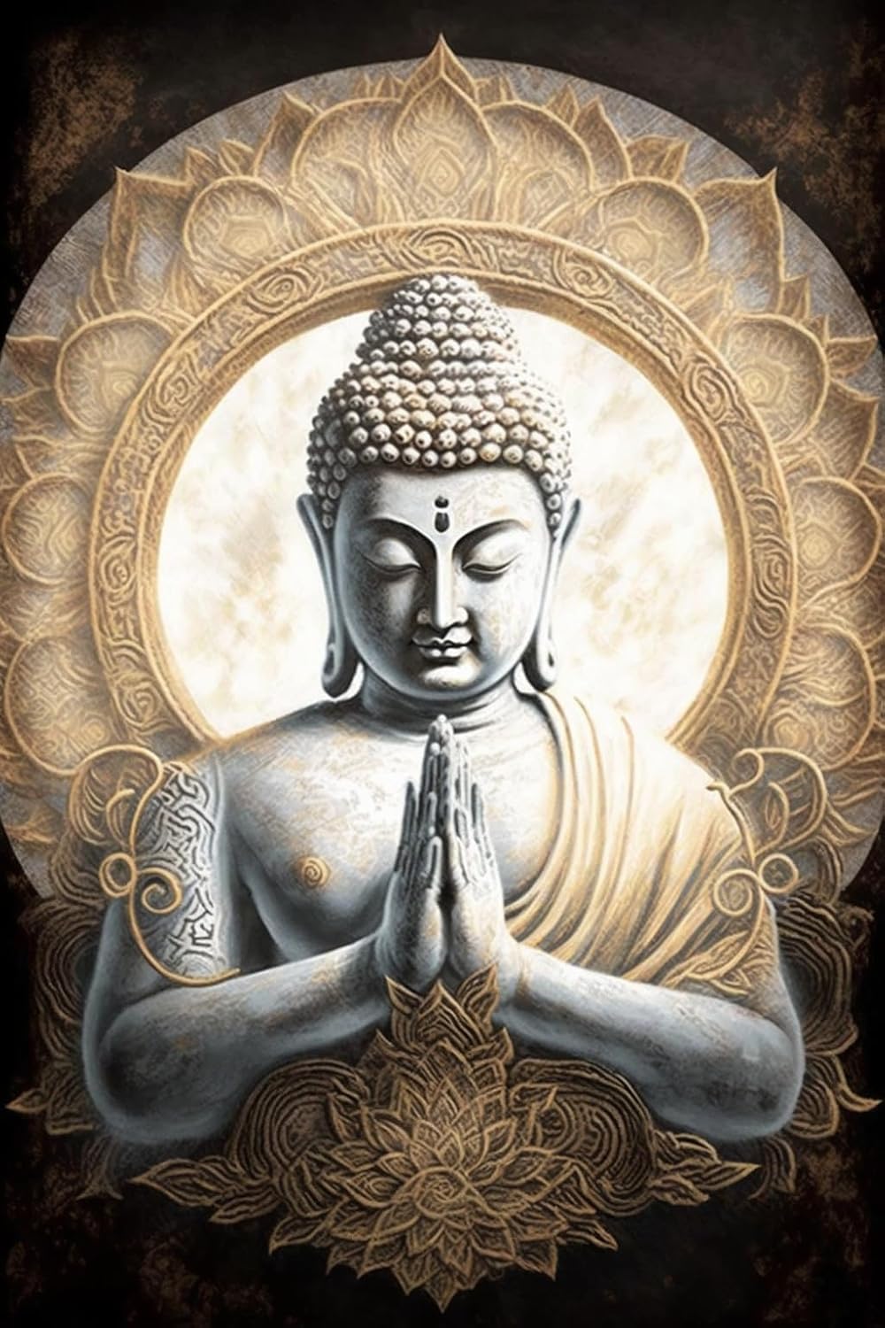 The Patterned Halo Buddha Diamond Painting, Fun DIY Interaction Craft Digital Painting for Adults and Children, Suitable for Bathroom Decor Wall Decor Or Gift for Friends(20X24Inch)