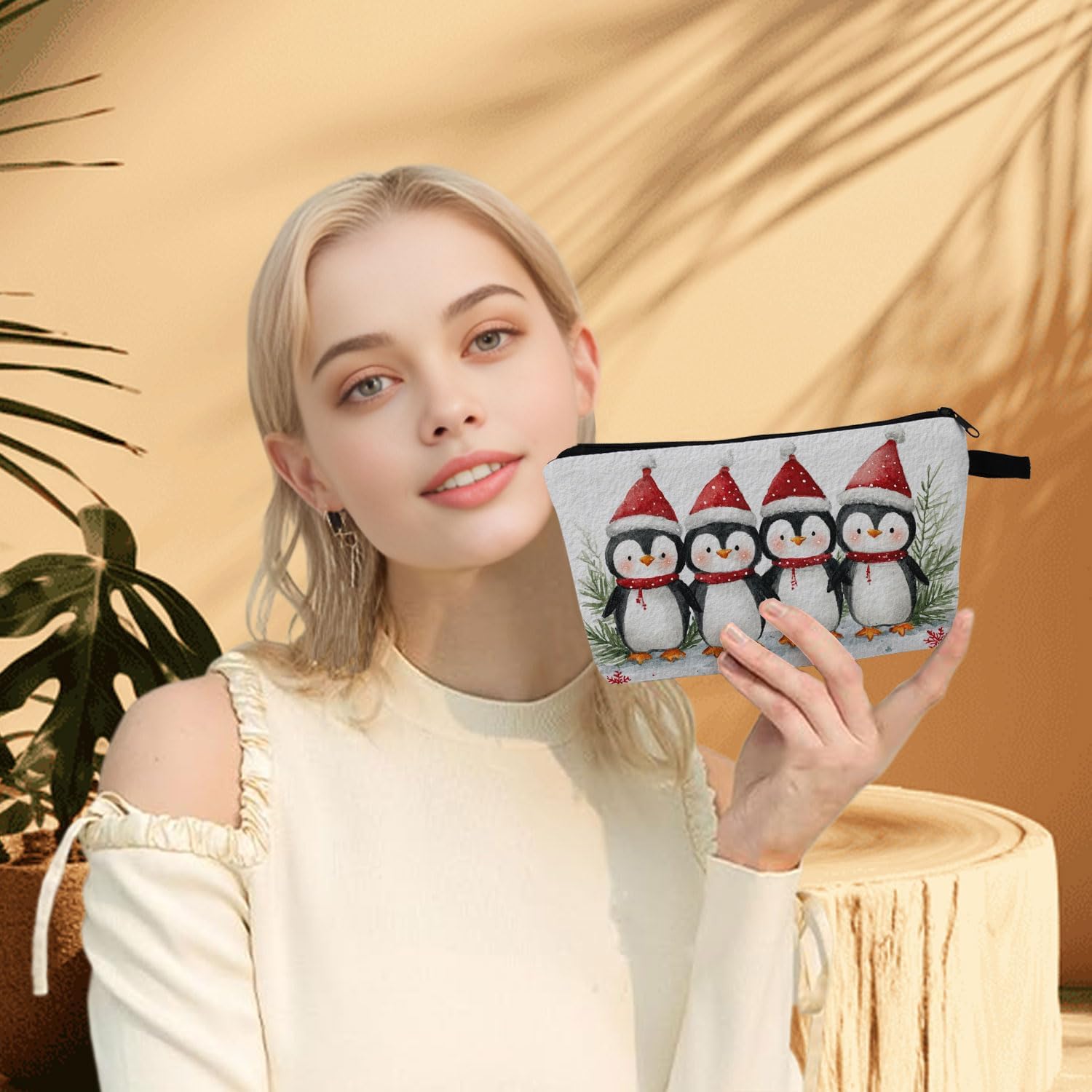 Christmas Retro Penguin Makeup Bag Gift for Women image 4