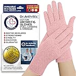 Doctor Developed Compression Gloves, Hand Compression Gloves for Arthritis Pain Relief, Cotton Arthritis Gloves for Women & Men With Doctor Handbook (S, Pink)