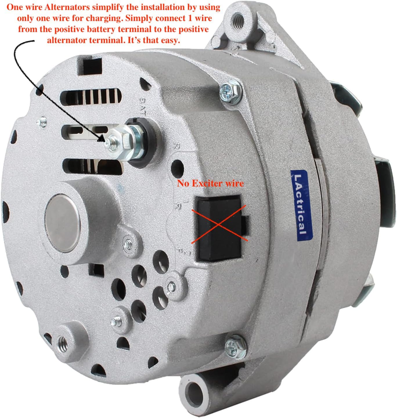 High Output 200 Amp Alternator for Chevy Olds Holden BBC SBC Hotrod Performance 1 One Wire Custom Made 10SI 12SI 200A