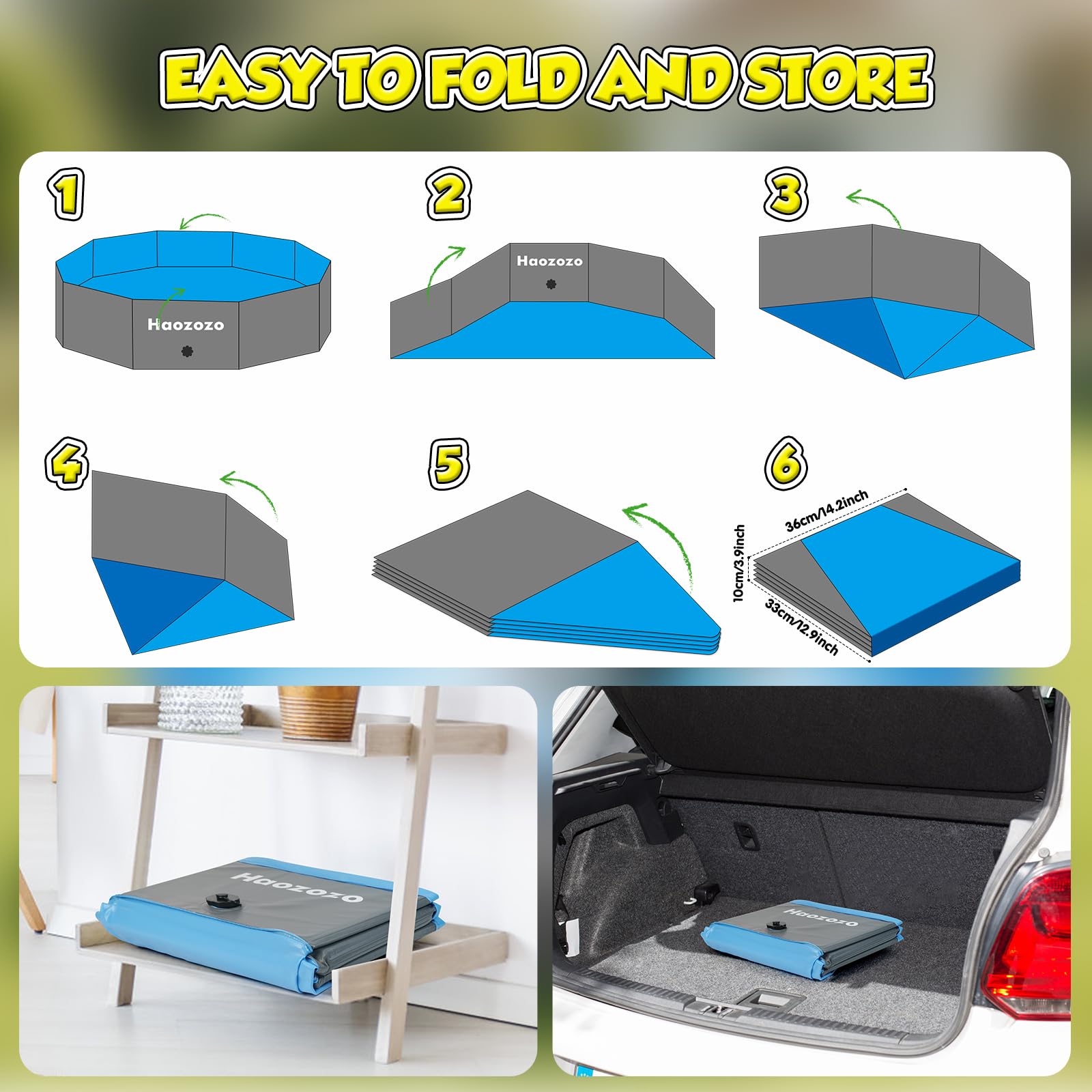 Faltbarer Hundepool 120x30 cm, Robustes Hundepool für große Hunde aus Dauerhaft PVC, Hundebadewanne mit Rutschfester Basis – Ideal Planschbecken Aller Rassen im Garten oder Strand