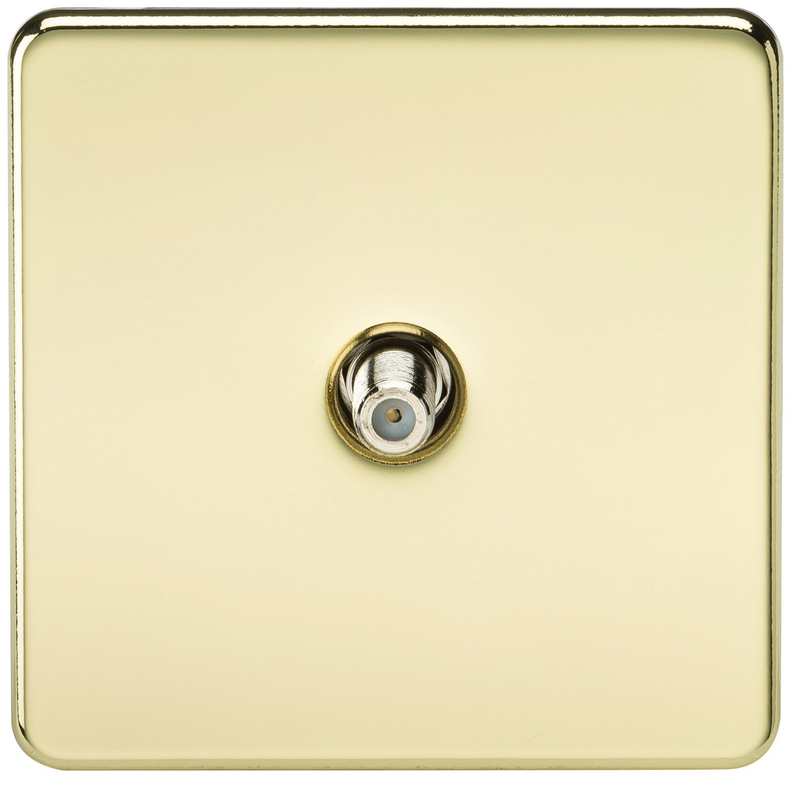 Knightsbridge Polished Brass Sf0150pb (Non-Isolated) Screwless 1-Gang Sat Tv Outlet,