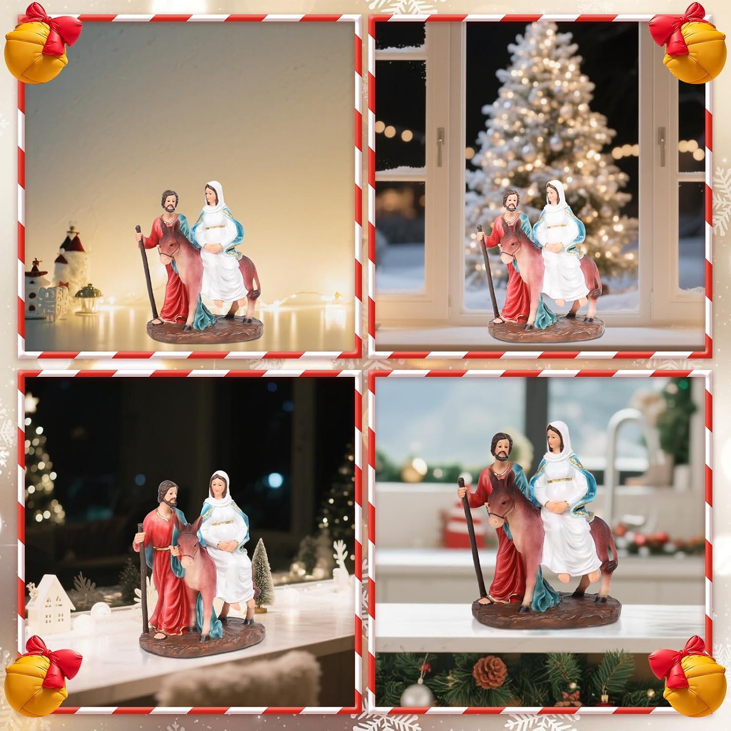 Nativity Set for Christmas Indoor, 7.9 Inch Resin Nativity Scene Indoor Christmas Holy Family Figurine Decorations for Tabletop Holidays Home Decor