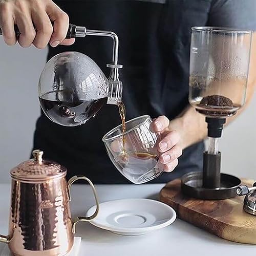 Miniatura 2 de TEMKIN Cafetera con sifón de sifón, olla de vidrio de mesa de 3 tazas, cafetera de sifón con filtro de tela reutilizable, cafetera al vacío, máquina