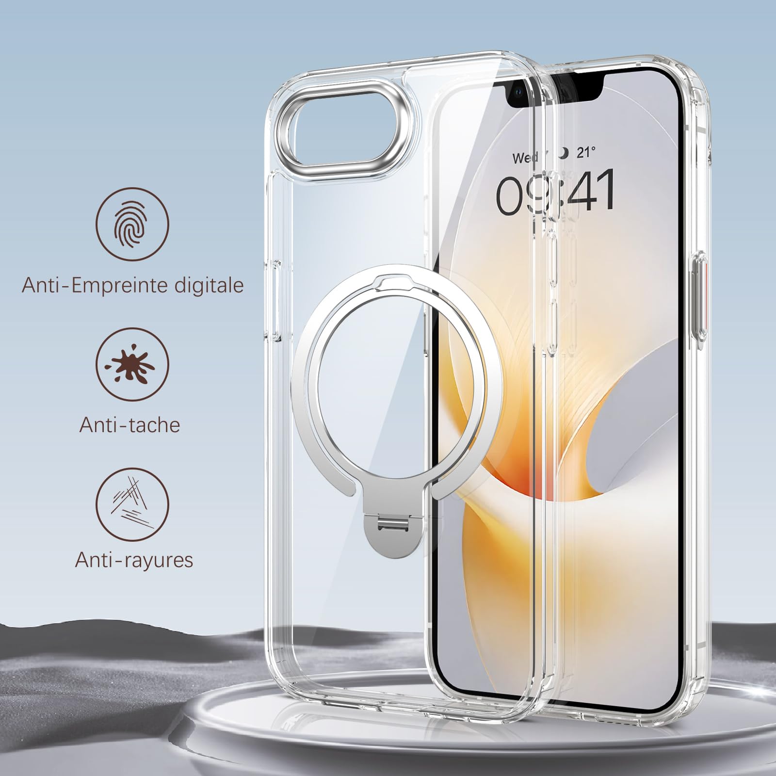 VENINGO Magnetica Cover per iPhone 17 Pro Max Custodia Compatibile con MagSafe Cover Anello Supporto Per Anelli Cavalletto Anti-Ingiallimento Custodia per iPhone 17 Pro Max 6,9 Pollice Trasparente Oro