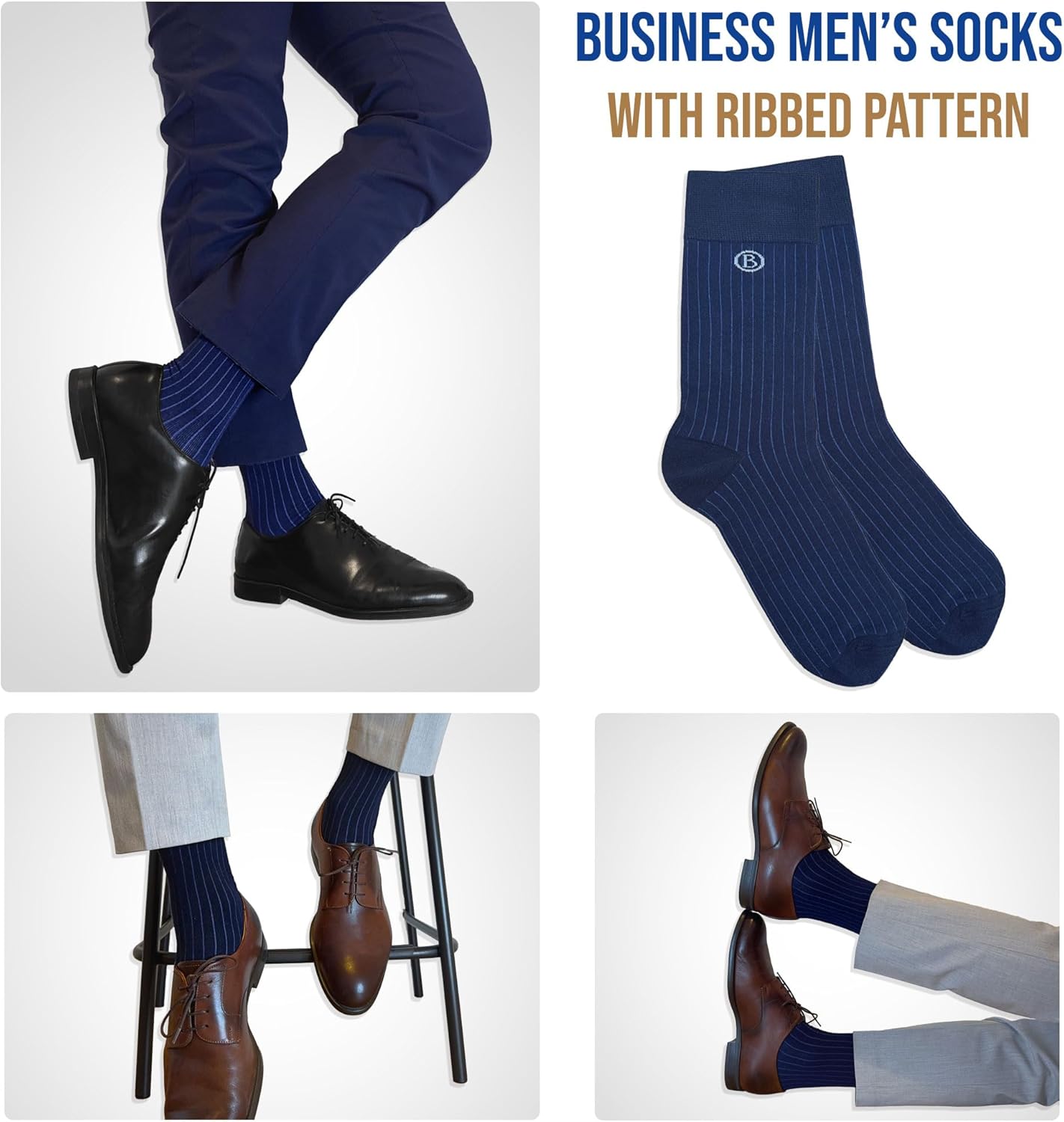 Easytwelve Men's Bamboo Rayon Dress Socks Size 8-13, 5 Pairs Mid Calf Crew Socks for Business & Casual, Gift Box - Image 8