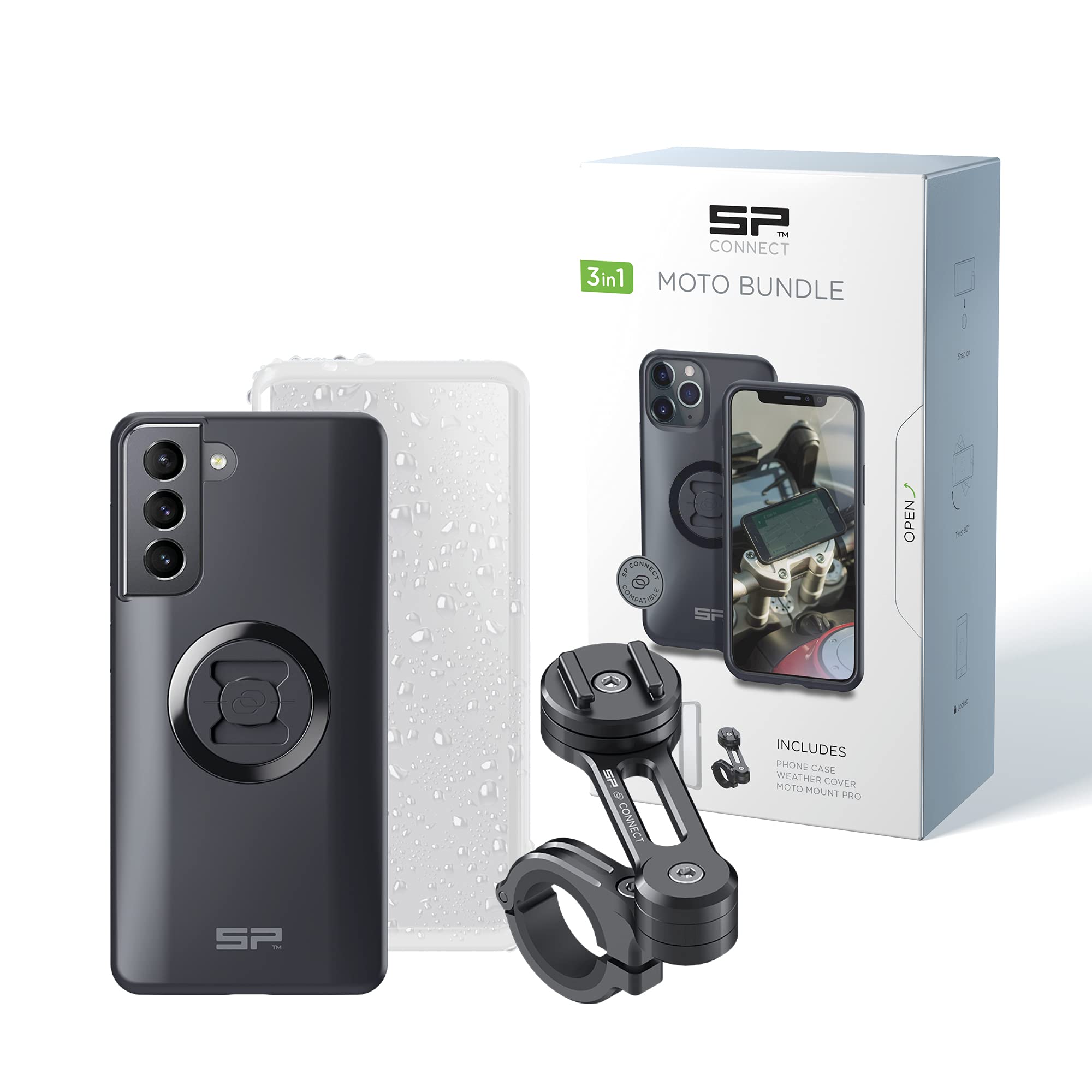 SP Connect Uchwyt na telefon komórkowy motocyklowy, wodoszczelny uchwyt na telefon komórkowy do motocykla, motoroweru, skutera, akcesoria do wszystkich smartfonów, takich jak iPhone Samsung, uchwyt na
