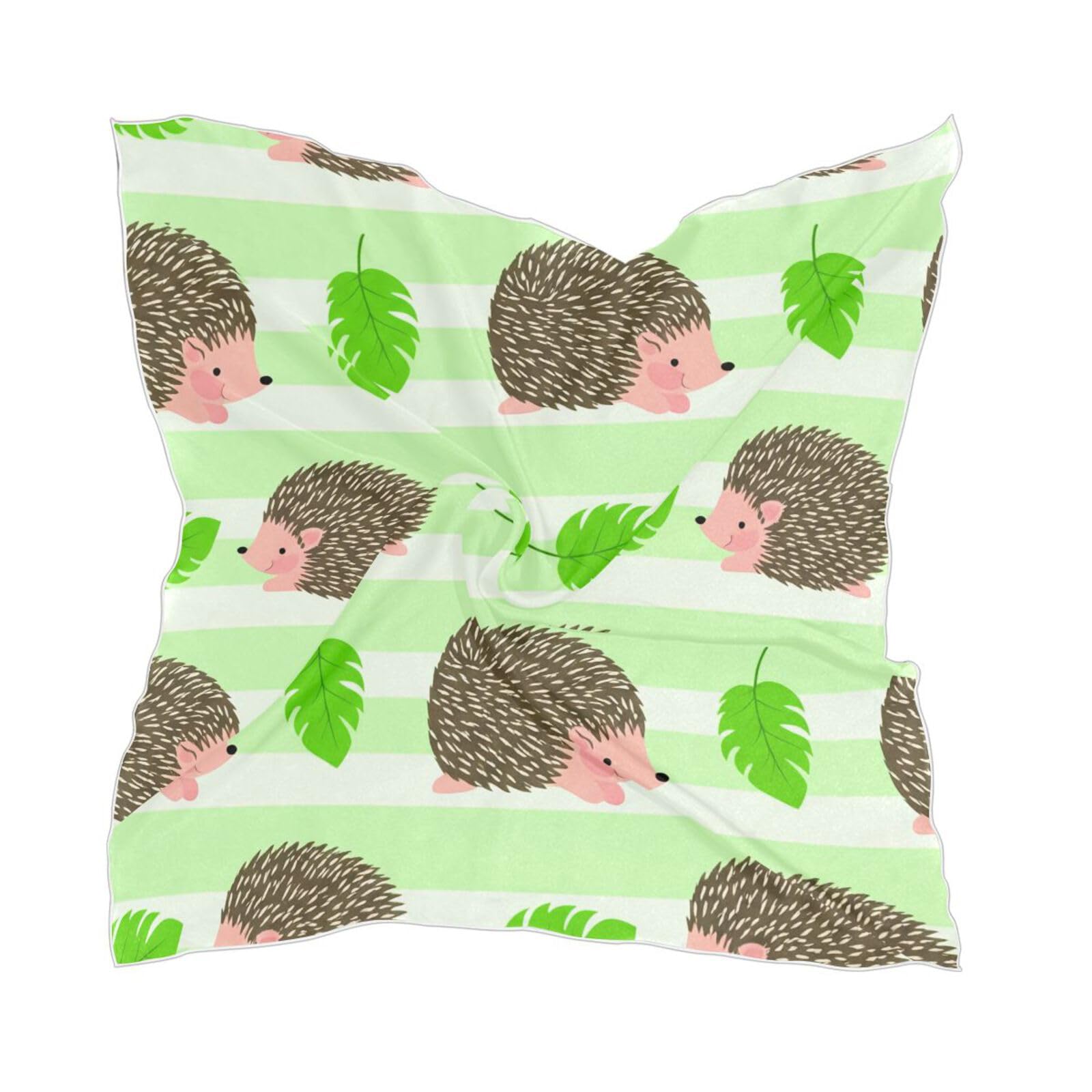 Lyeorm Cute Hedgehogs Silk Head Scarf for Women 23.6" Square Satin Bandana Sleeping Hair Wrap Neck Scarves