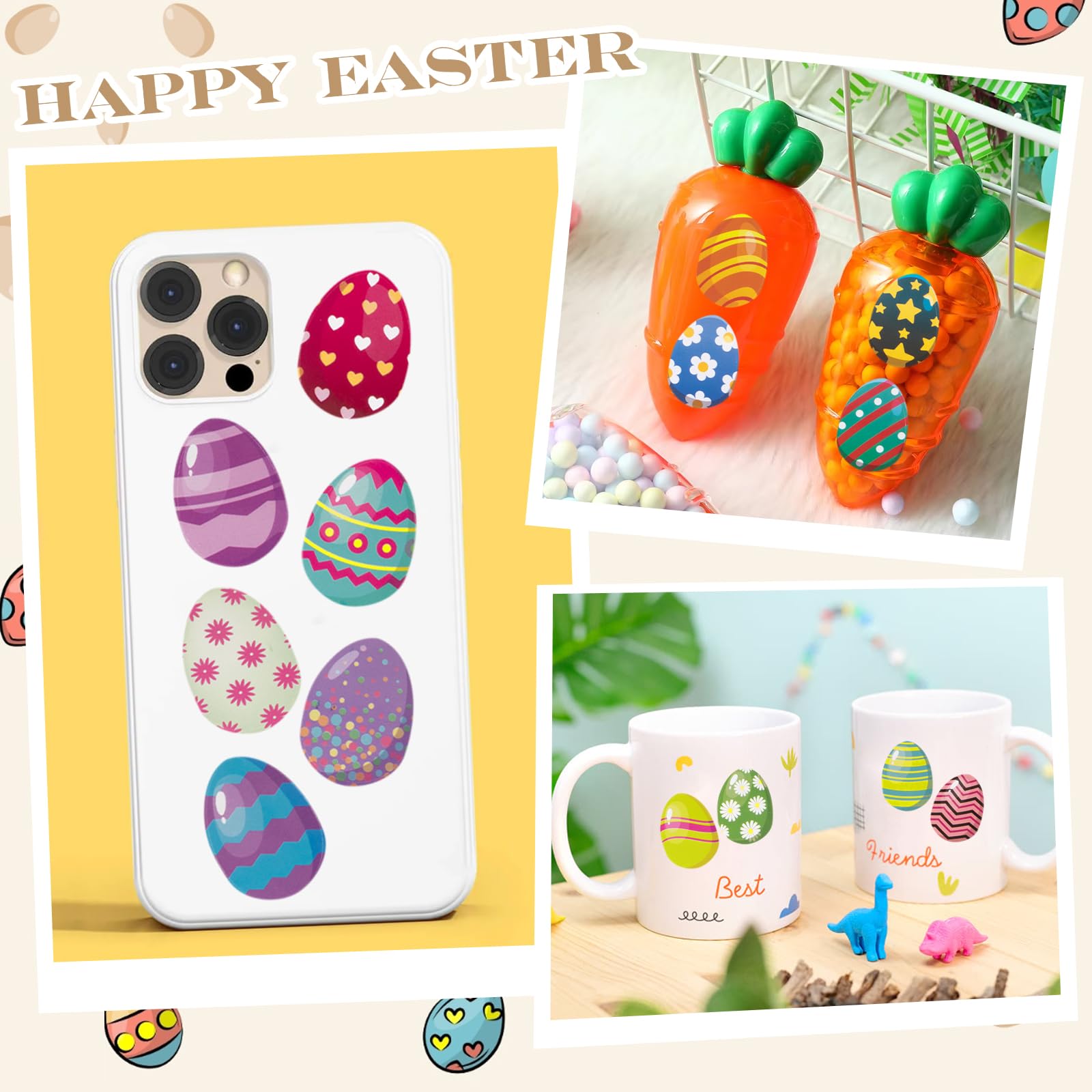 12 Adesivi Pasquali 3D A Bolle – Coniglietti, Uova E Pulcini, 4 Stili, Per Scrapbooking E Decorazioni