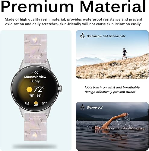 Miniatura 2 de Miimall Compatible con Google Pixel Watch 2 Band Women (2023)Pixel Watch (2022) Correa de resina con hebilla de acero inoxidable