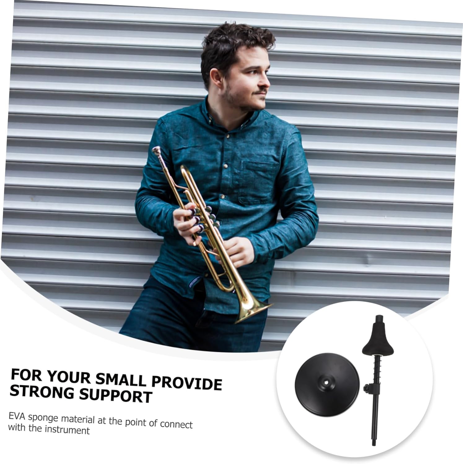 KALLORY Trumpet Stand for Flugelhorn Iron Holder Protective Felt Pads Lightweight and Portable Musical Instrument Display for Trumpet Players
