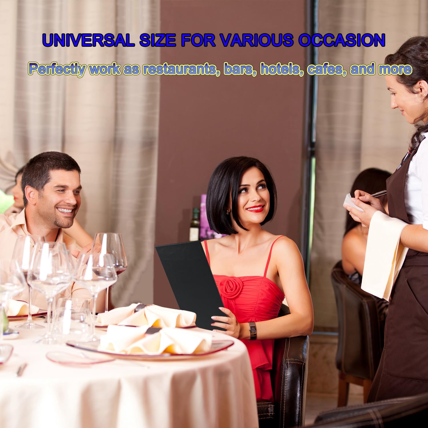 3 Packs of Leather Menu Covers for with Strong Wood Inside for 4.25x11 inch, Leather Single Panel Menu Holder for Restaurant,Wine List, Drinks, Cafes, Bar, Hotel,Cocktail(4.25"x11"/Single View /3Pcs)