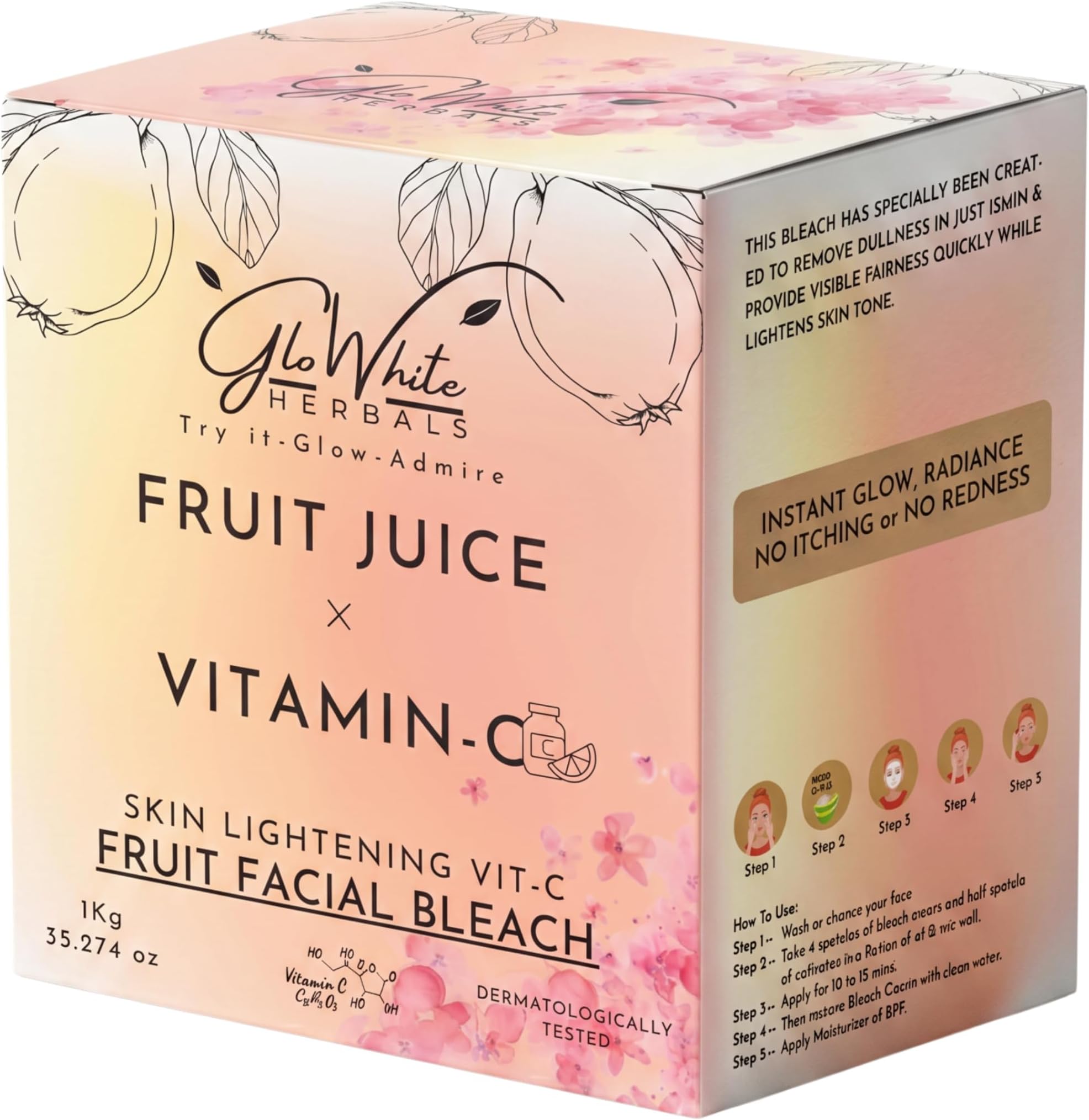 Vitamin-C Fruit Bleach For Face For Women | Instant Brightening & Fairness Face & Body Bleach | No-Itching & No-Redness Formula | For All Skin type | 1kg