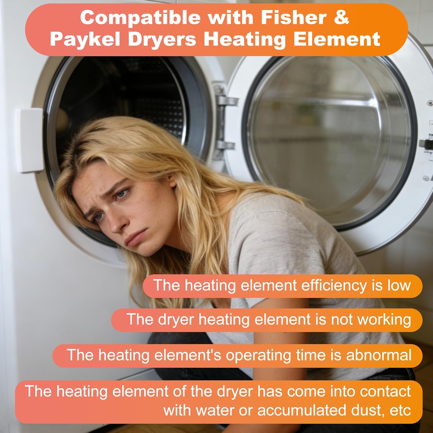 WE11M10001 Dryer Heating Element Replacement Parts Compatible with Most GE Dryer Laundry MICA Heater Replace 17380082 WE11M0032 PD00025955 3029257 AP5793359 EAP8756702 PS8756702